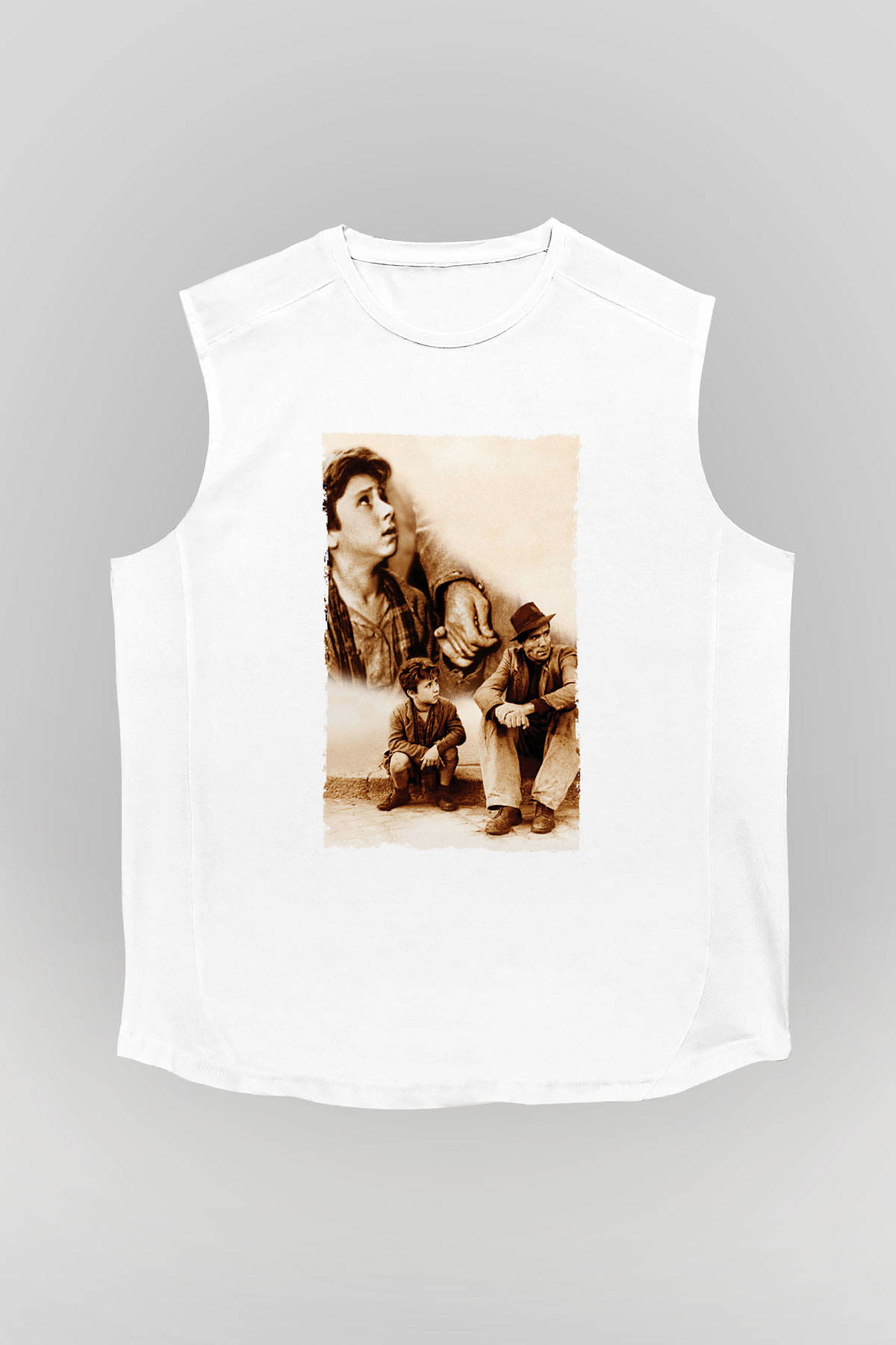 Unisex Bisiklet Hırsızları - Bicycle Thieves Baskılı Beyaz Kolsuz Tshirt