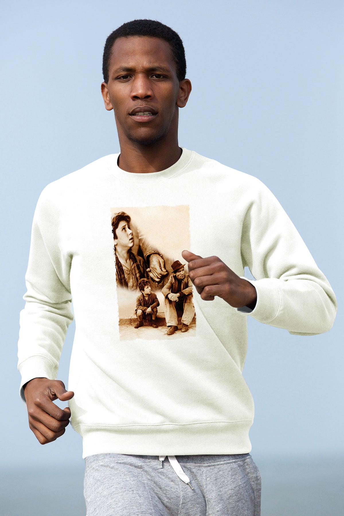 Unisex Bisiklet Hırsızları - Bicycle Thieves Baskılı Beyaz Sweatshirt