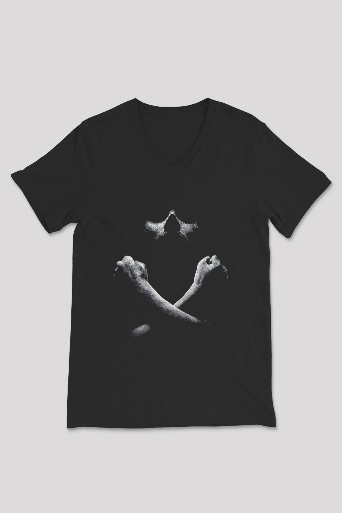 Unisex Black Sails Baskılı Siyah V Yaka T-shirt