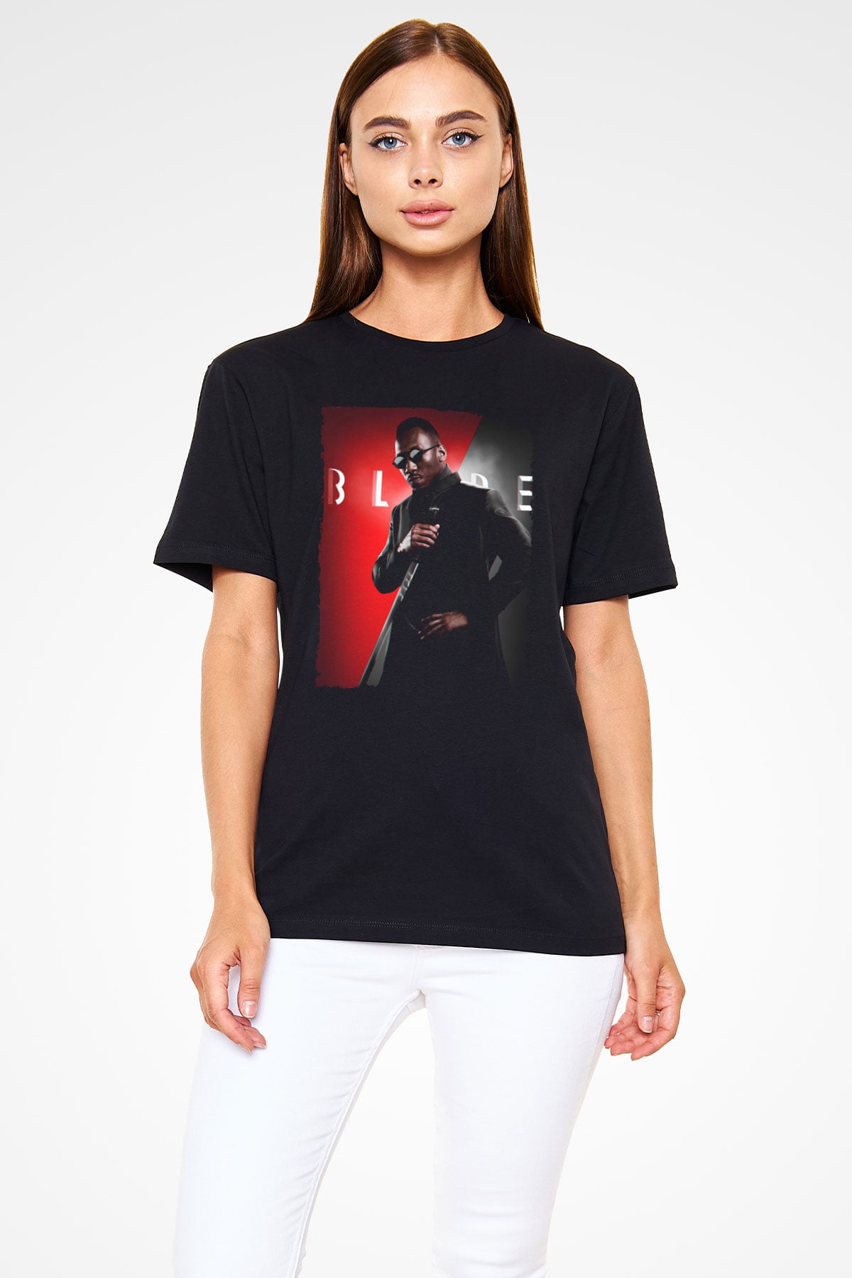 Unisex Blade Baskılı Siyah T-Shirt