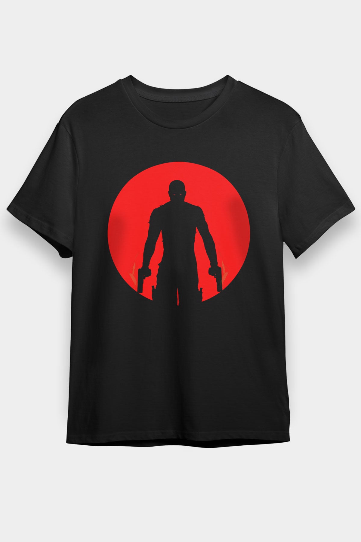 Unisex Bloodshot Baskılı Siyah Tişört