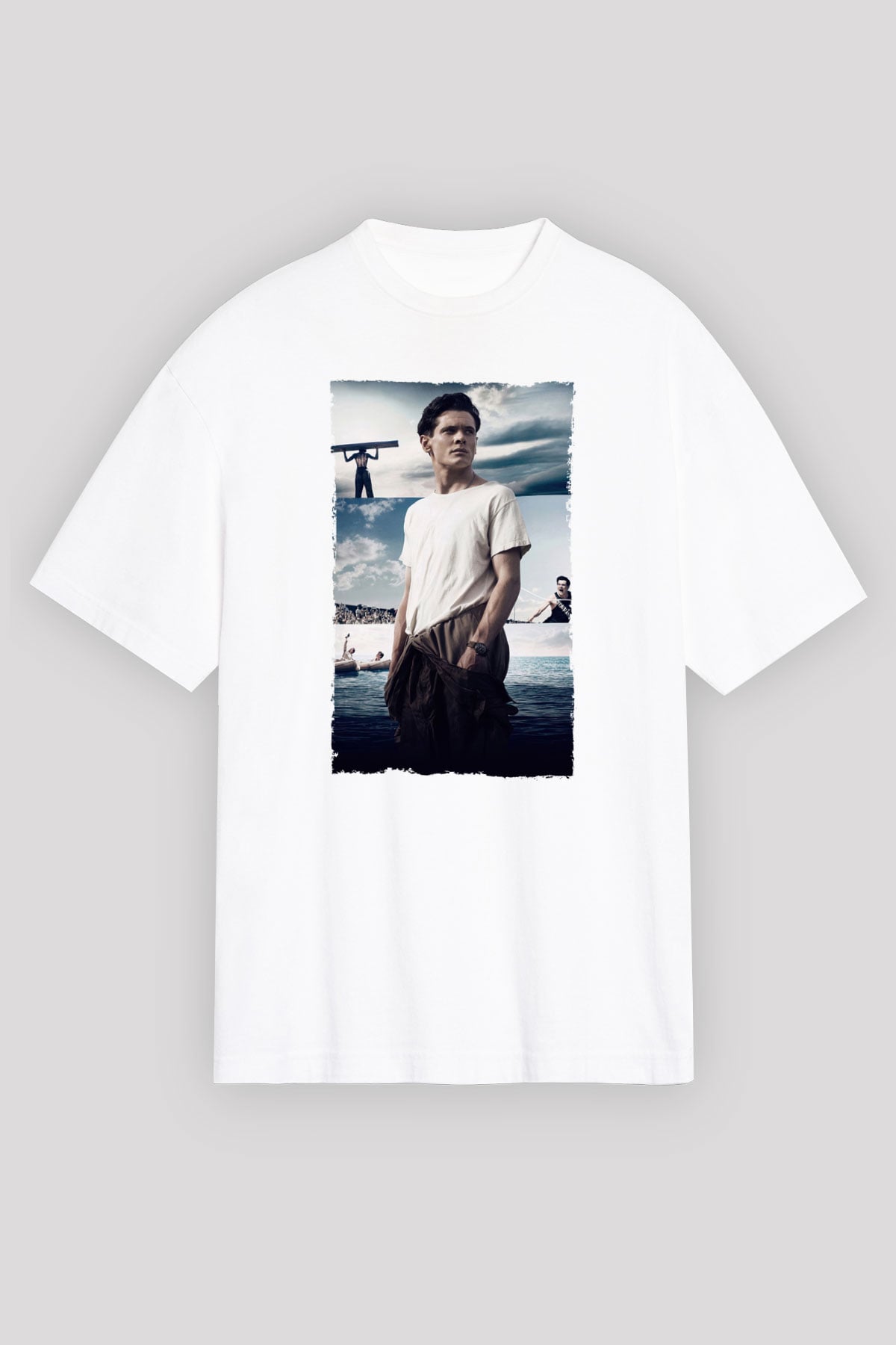 Unisex Boyun Eğmez (Unbroken) Baskılı Beyaz T-shirt