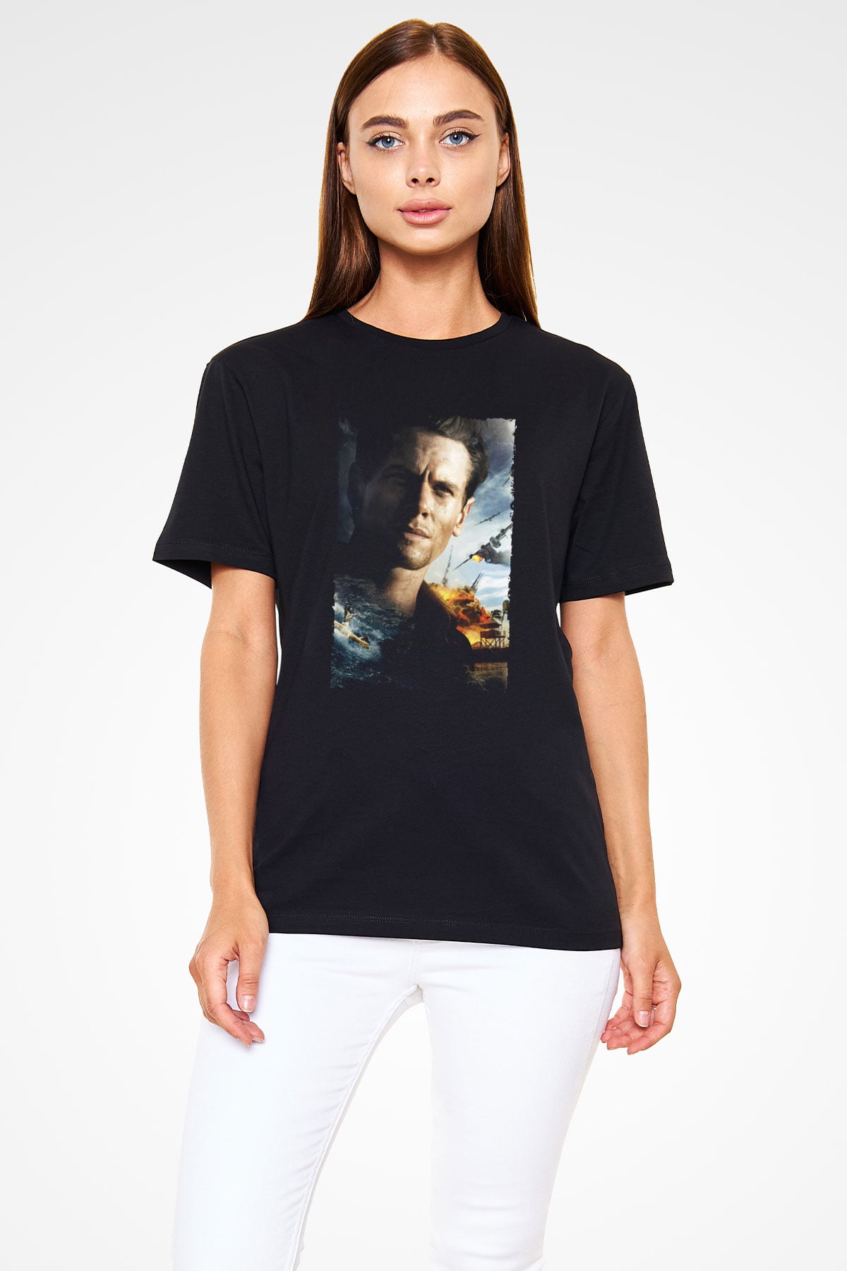 Unisex Boyun Eğmez (Unbroken) Baskılı Siyah T-Shirt