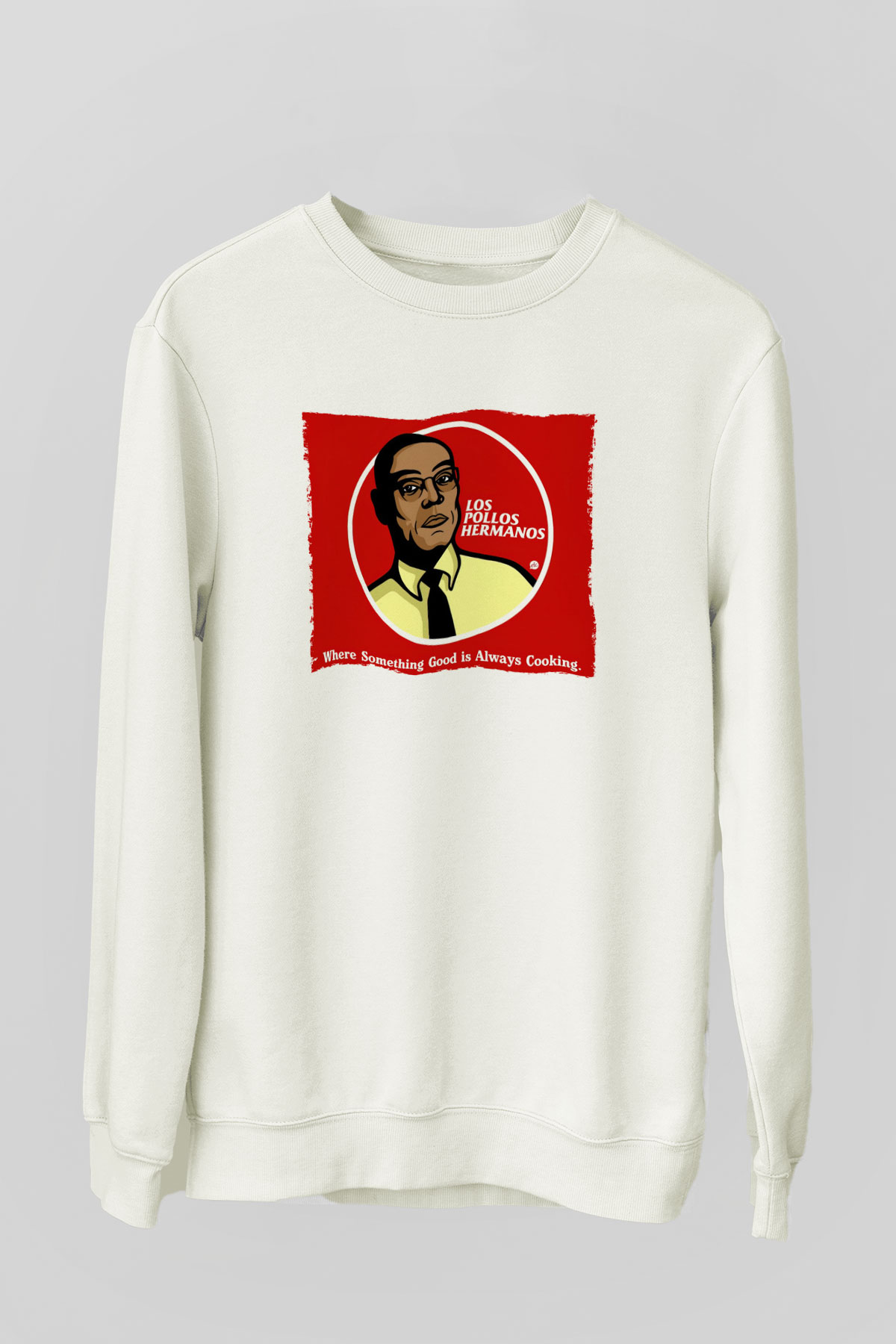 Unisex Breaking Bad Baskılı Beyaz Sweatshirt