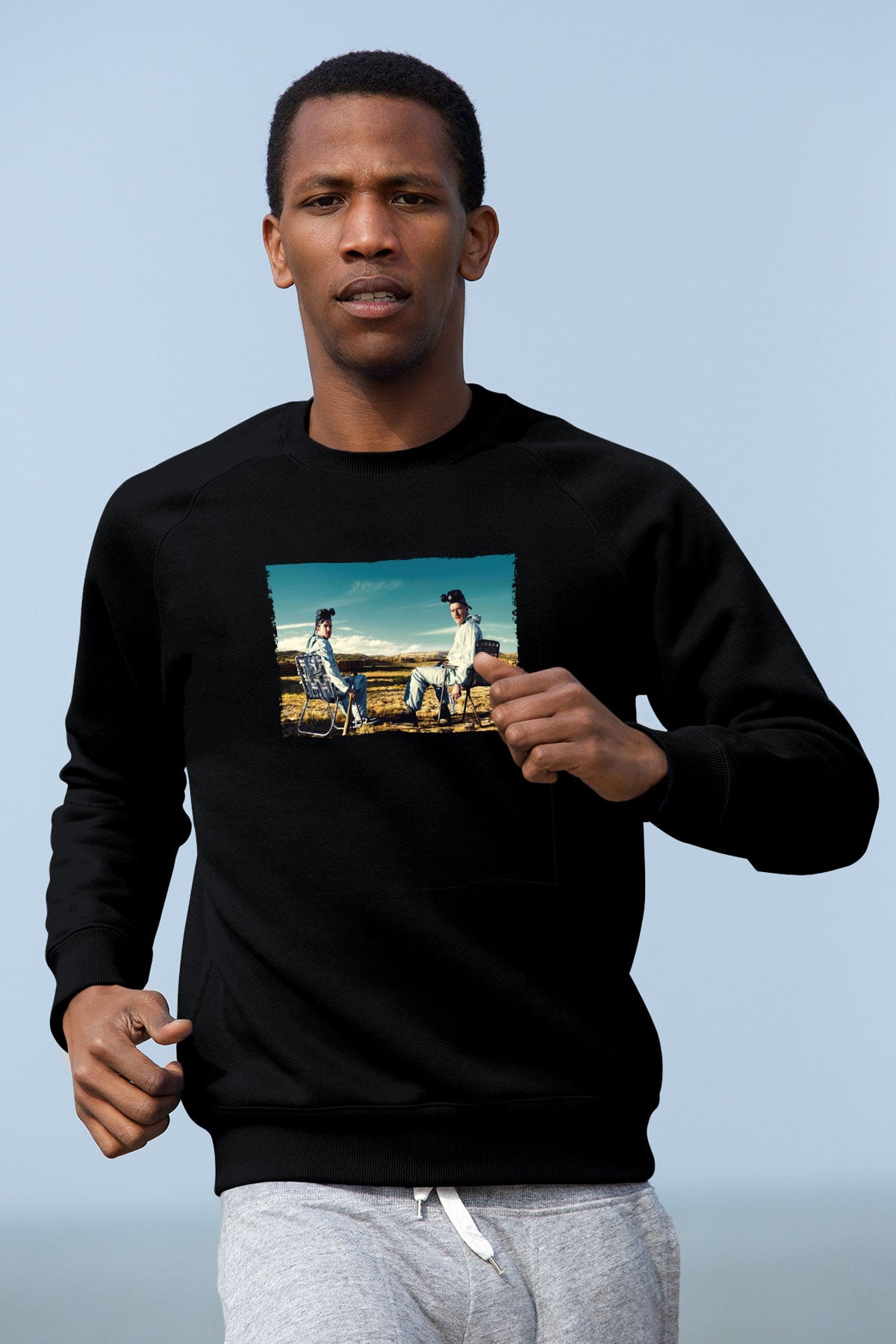 Unisex Breaking Bad Baskılı Siyah Sweatshirt