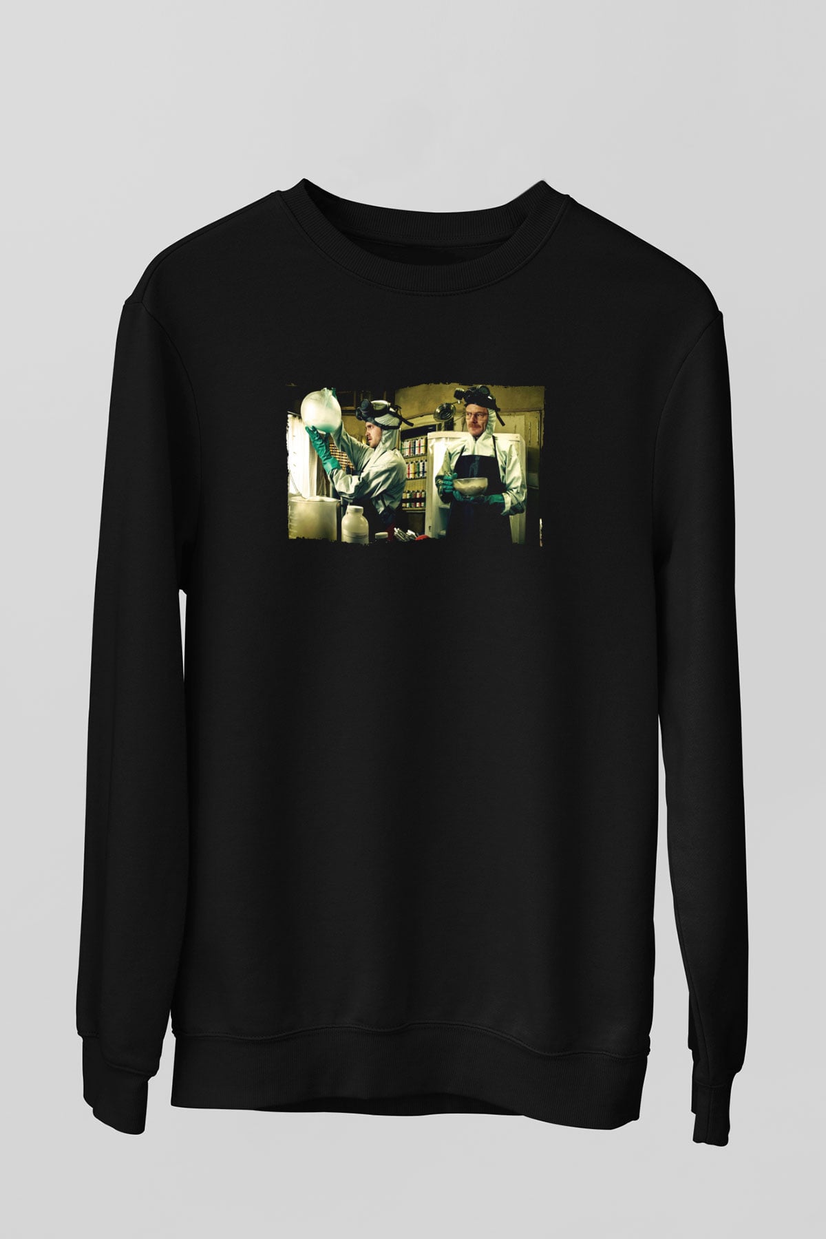 Unisex Breaking Bad Baskılı Siyah Sweatshirt