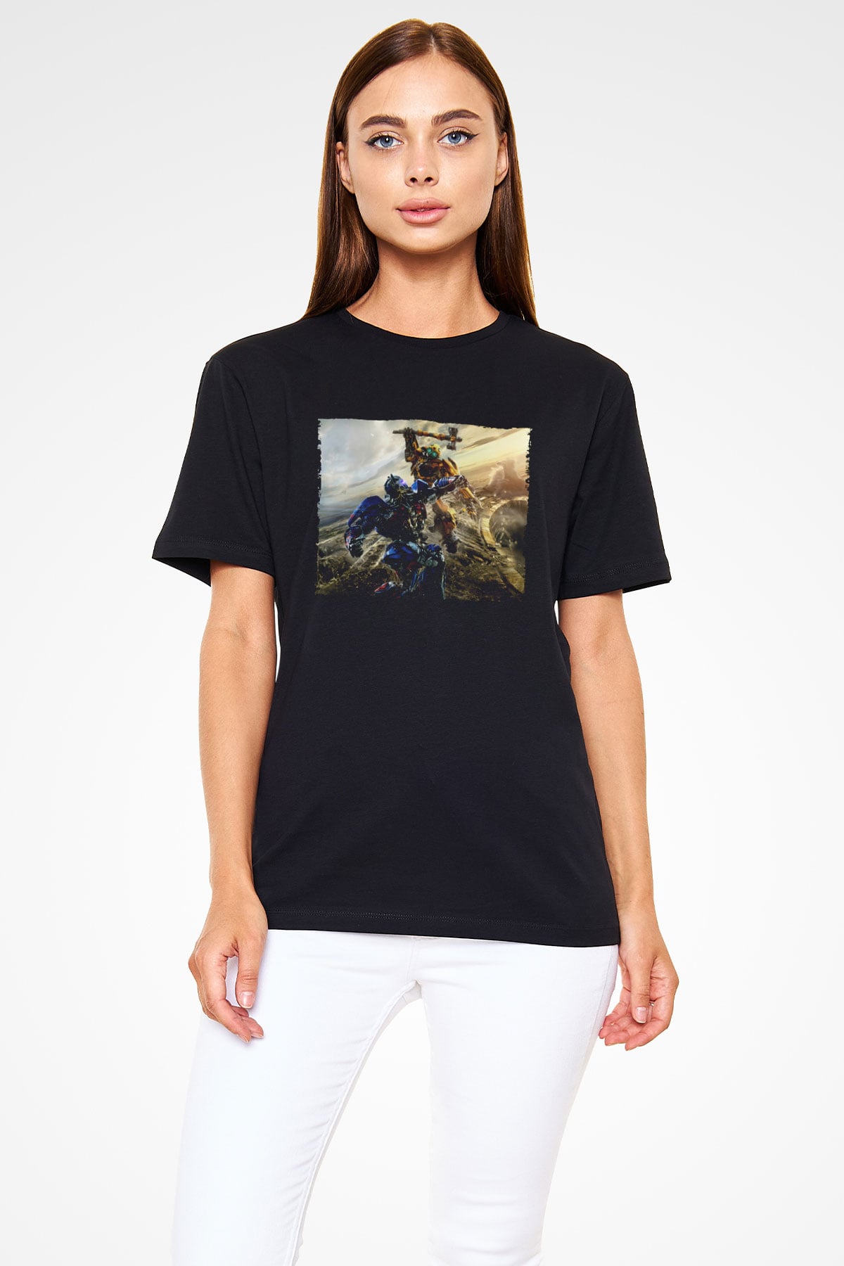 Unisex Bumblebee Baskılı Siyah Tshirt