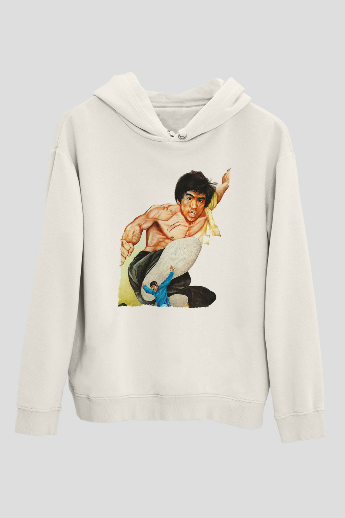 Unisex Büyük Patron (The Big Boss) Baskılı Beyaz Kapüşonlu Sweatshirt