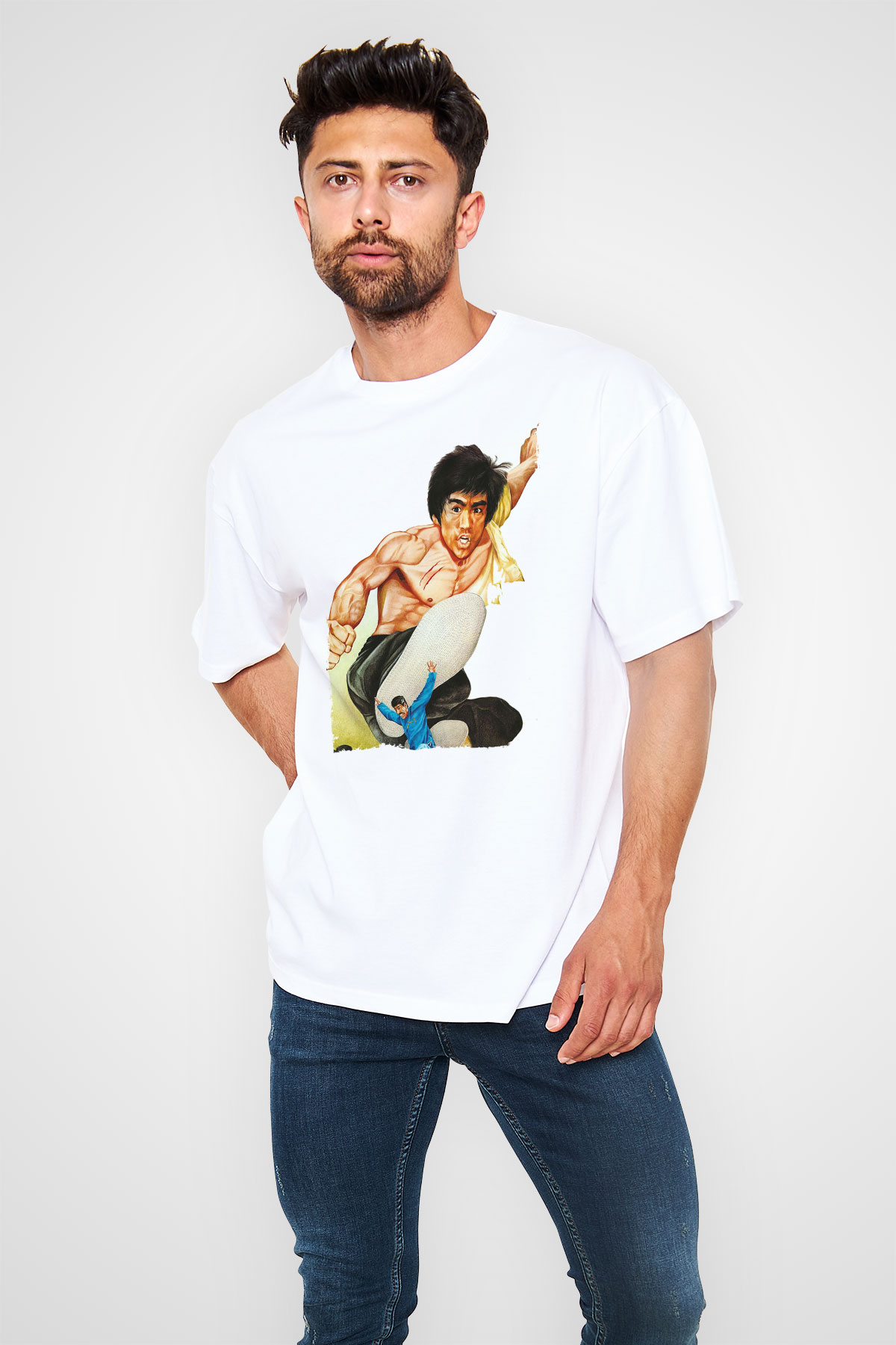 Unisex Büyük Patron (The Big Boss) Baskılı Beyaz T-shirt