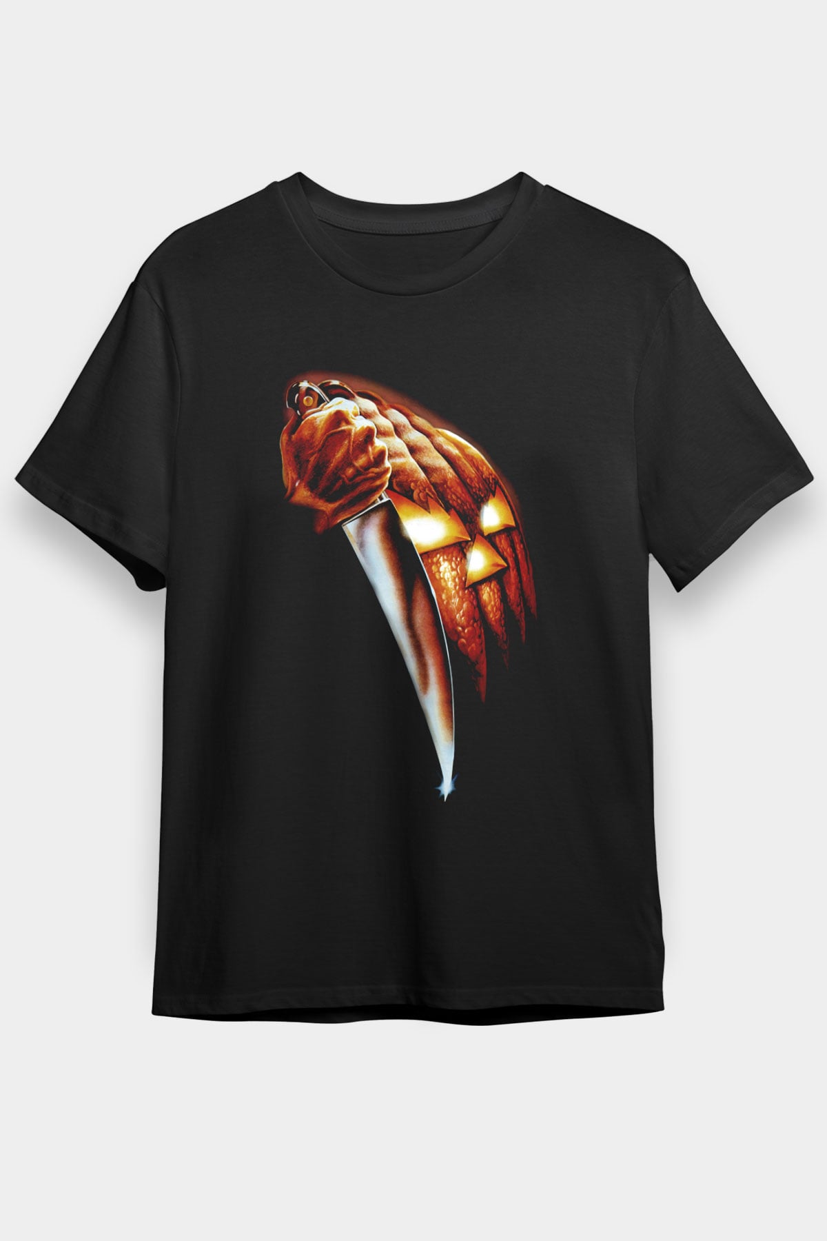 Unisex Cadılar Bayramı (Halloween) Baskılı Siyah Tshirt