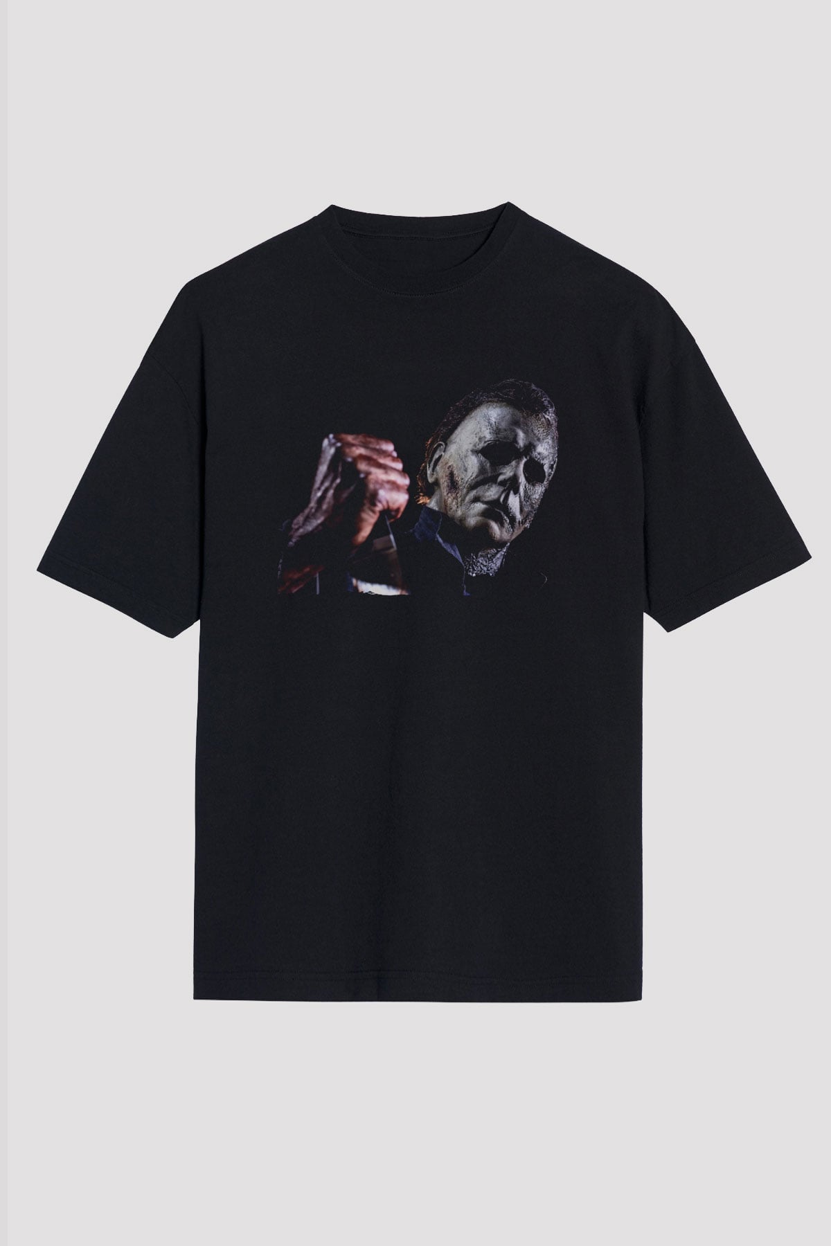 Unisex Cadılar Bayramı Öldürür (Halloween Kills) Baskılı Siyah Oversize Tişört