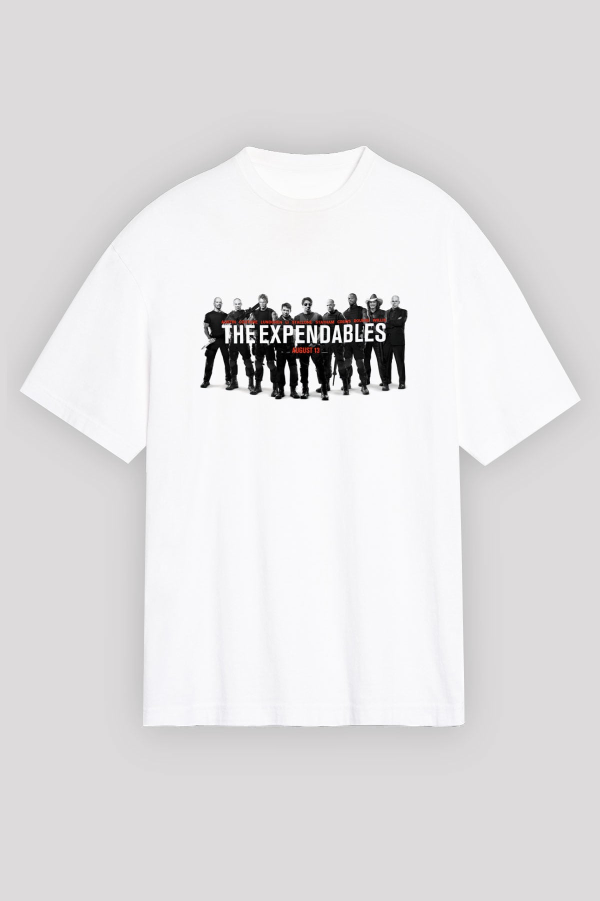 Unisex Cehennem Melekleri 2 (The Expendables 2) Baskılı Beyaz Oversize Oversize T-shirt