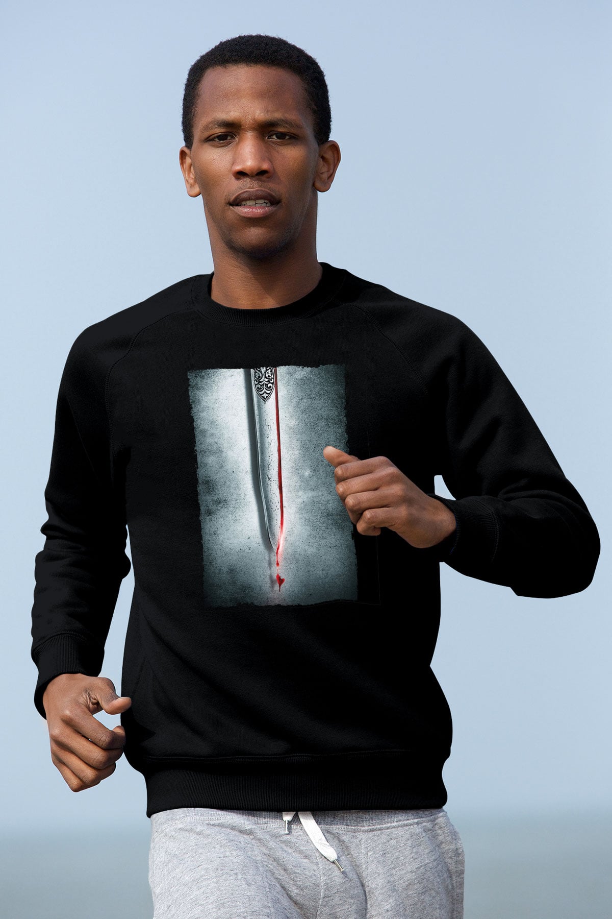 Unisex Cesur Yürek (Braveheart) Baskılı Siyah Sweatshirt