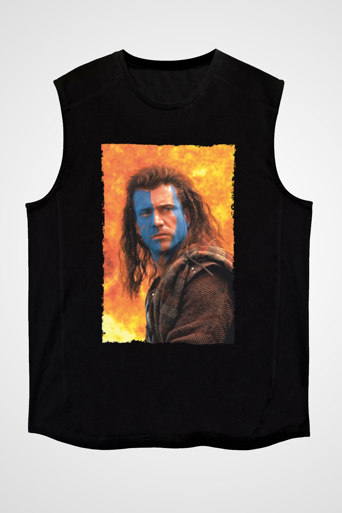 Unisex Cesur Yürek (Braveheart) Baskılı Siyah Kolsuz Tişört