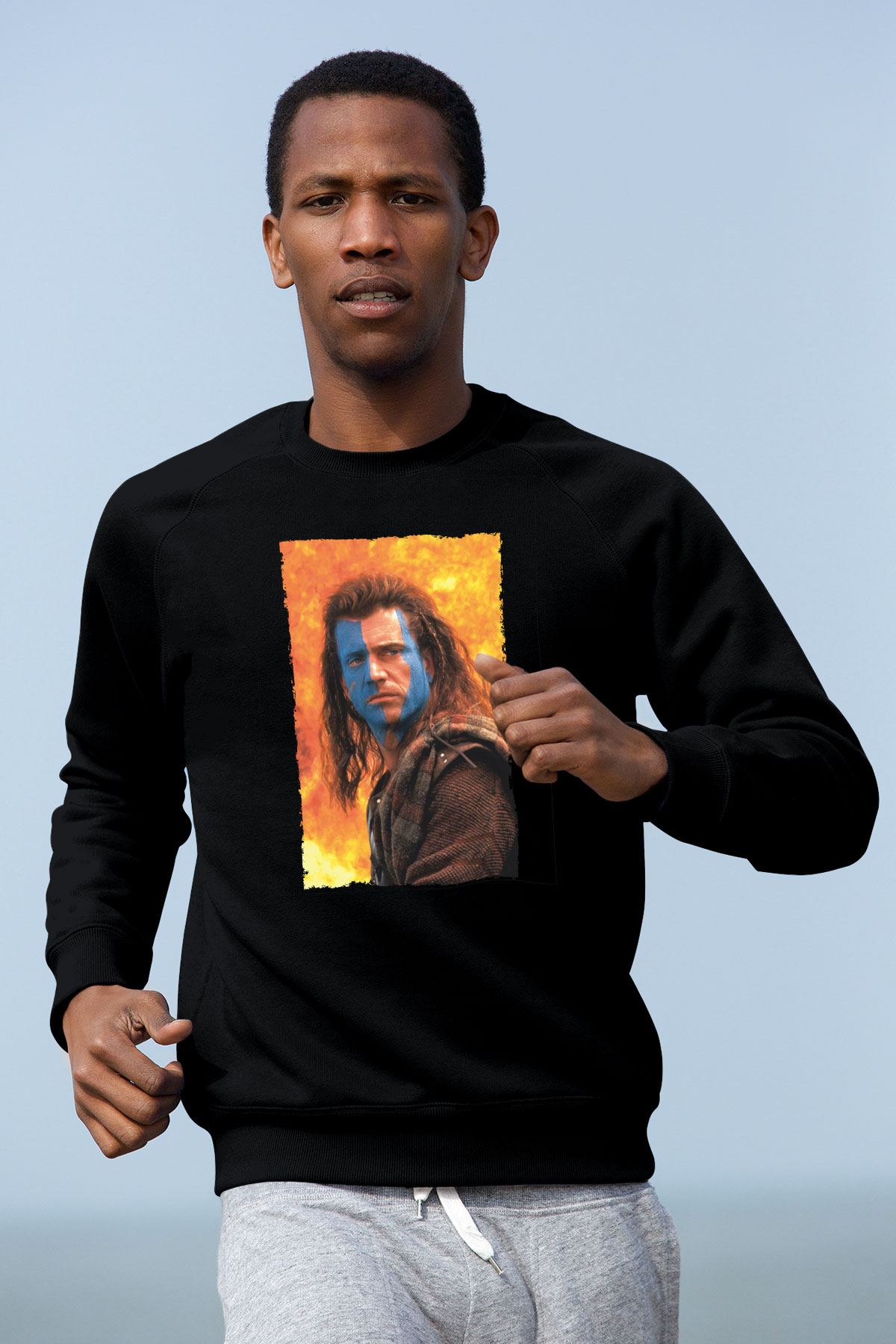 Unisex Cesur Yürek (Braveheart) Baskılı Siyah Sweatshirt