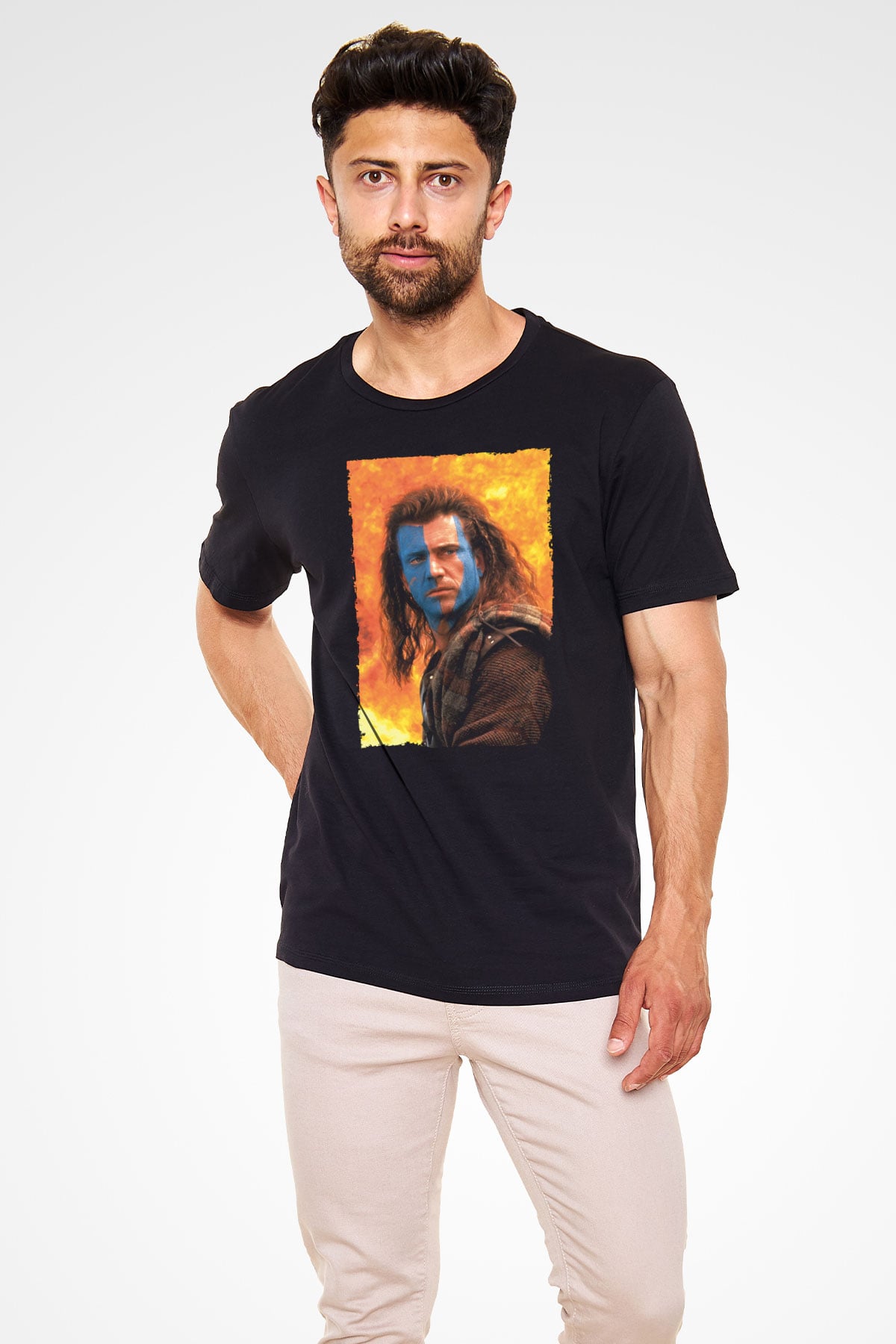Unisex Cesur Yürek (Braveheart) Baskılı Siyah Tişört