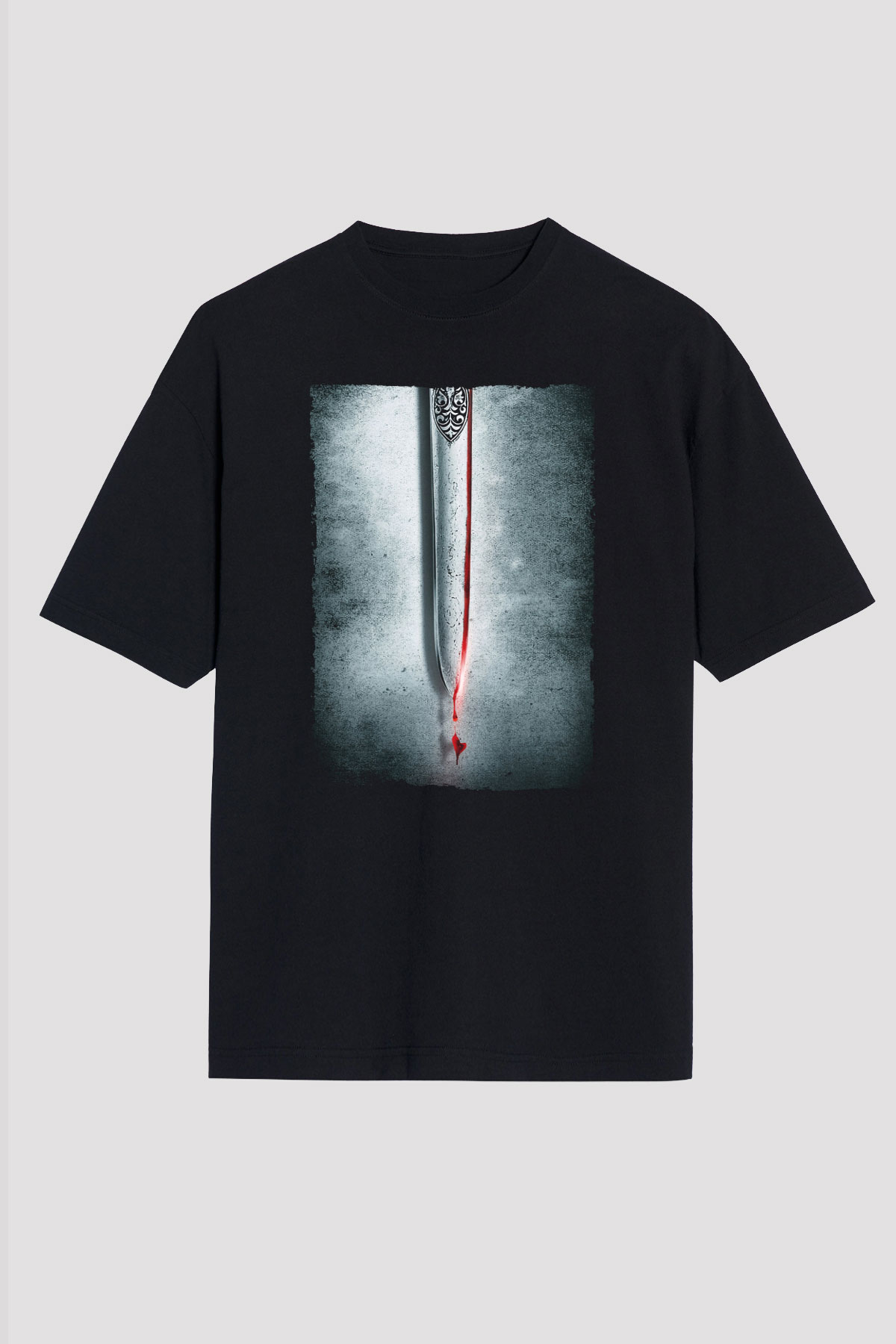 Unisex Cesur Yürek (Braveheart) Baskılı Siyah Oversize T-shirt