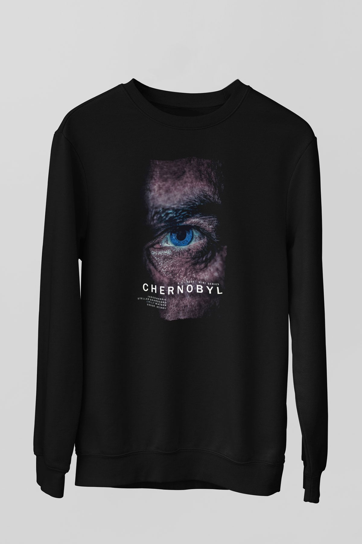 Unisex Chernobyl Baskılı Siyah Sweatshirt