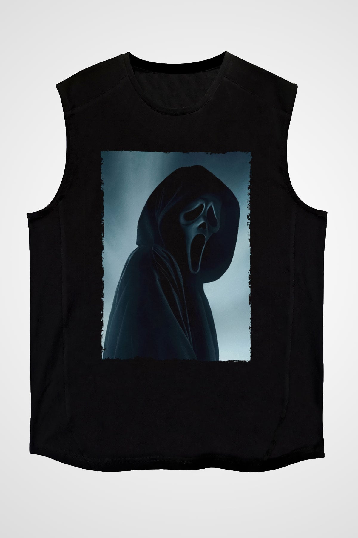 Unisex Çığlık (Scream) Baskılı Siyah Kolsuz Tshirt