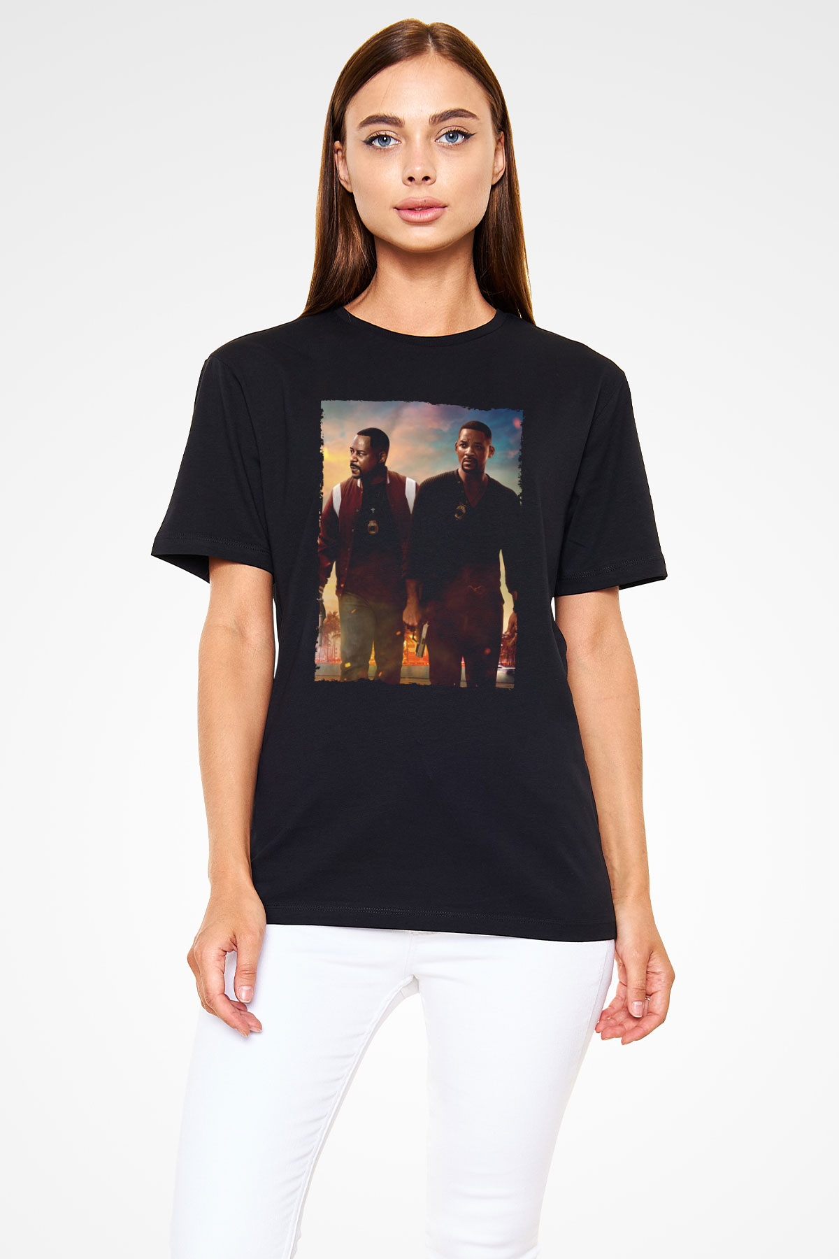 Unisex Çılgın İkili 3 (Bad Boys for Life) Baskılı Siyah Tişört