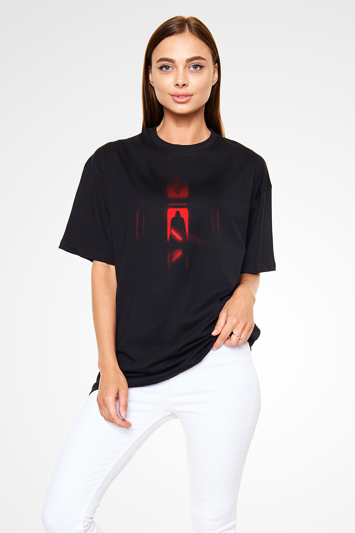 Unisex Darth Vader (Anakin Skywalker) Baskılı Siyah Oversize T-shirt