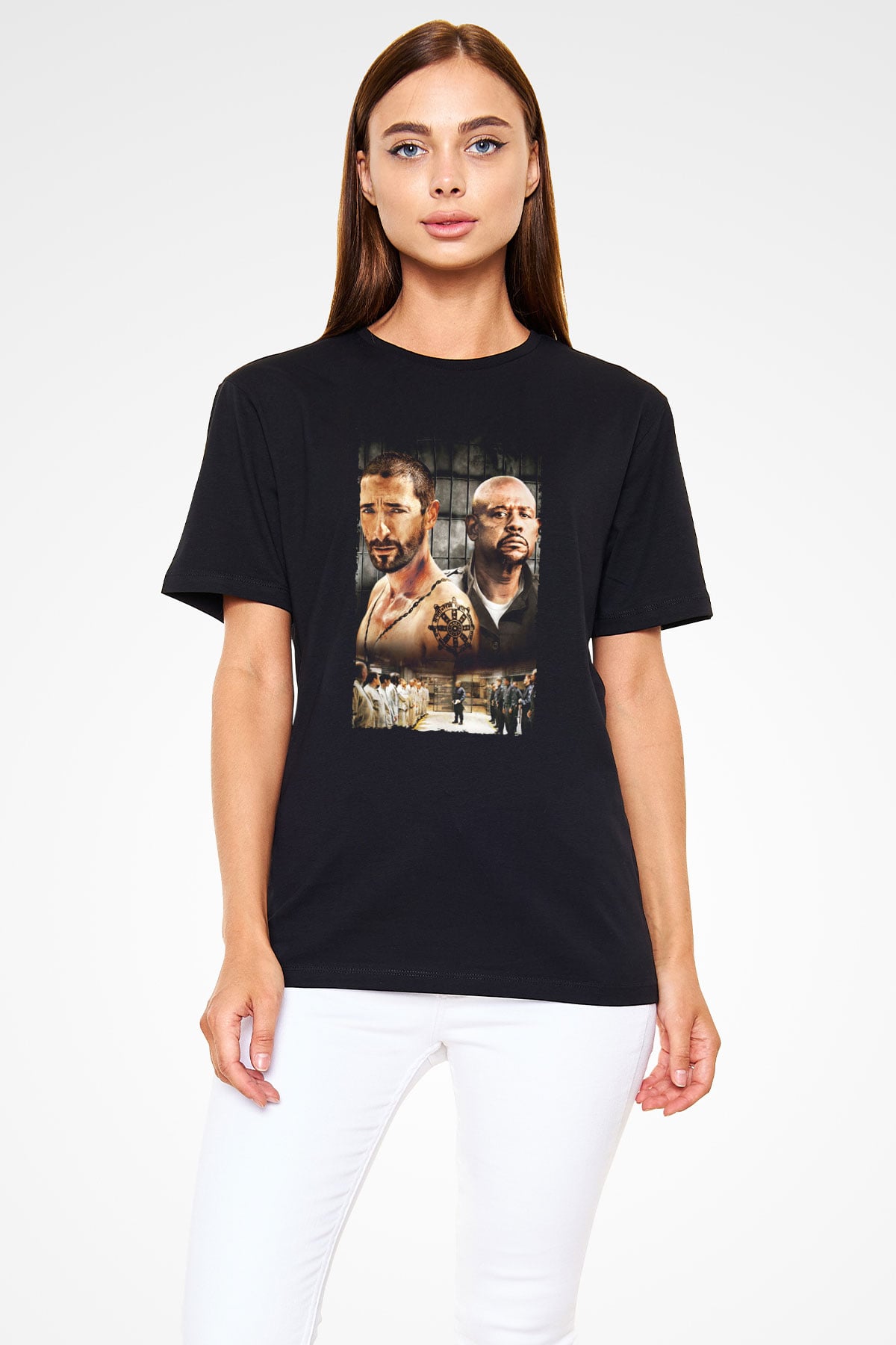 Unisex Deney (The Experiment) Baskılı Siyah T-Shirt