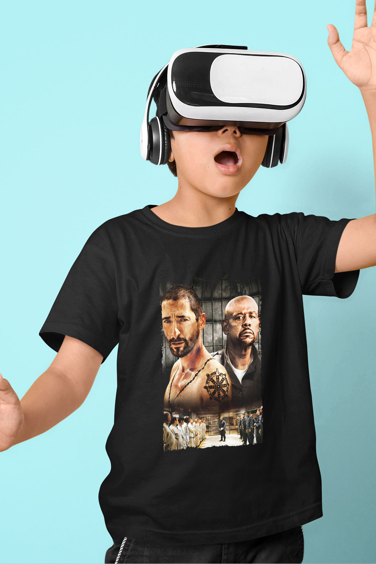 Unisex Deney (The Experiment) Baskılı Siyah Çocuk T-Shirt