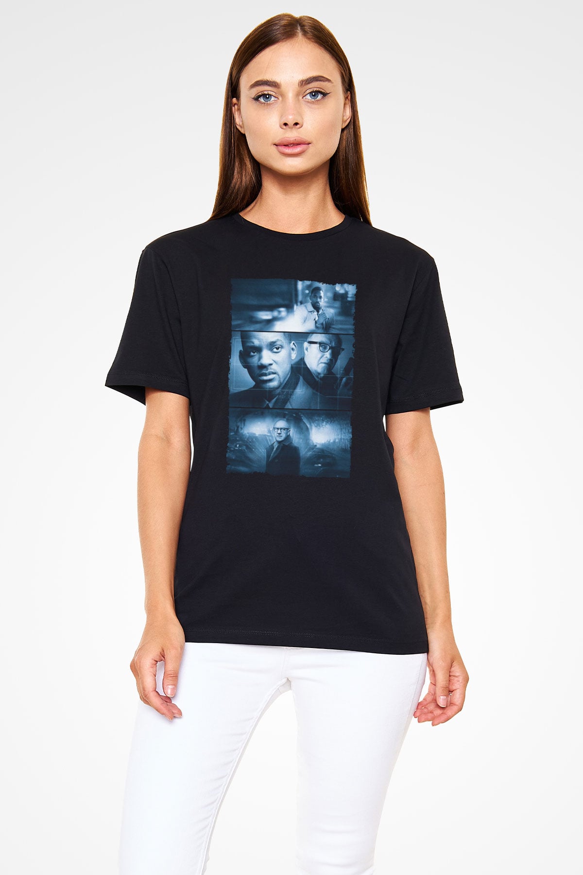 Unisex Devlet Düşmanı (Enemy of the State) Baskılı Siyah Tshirt