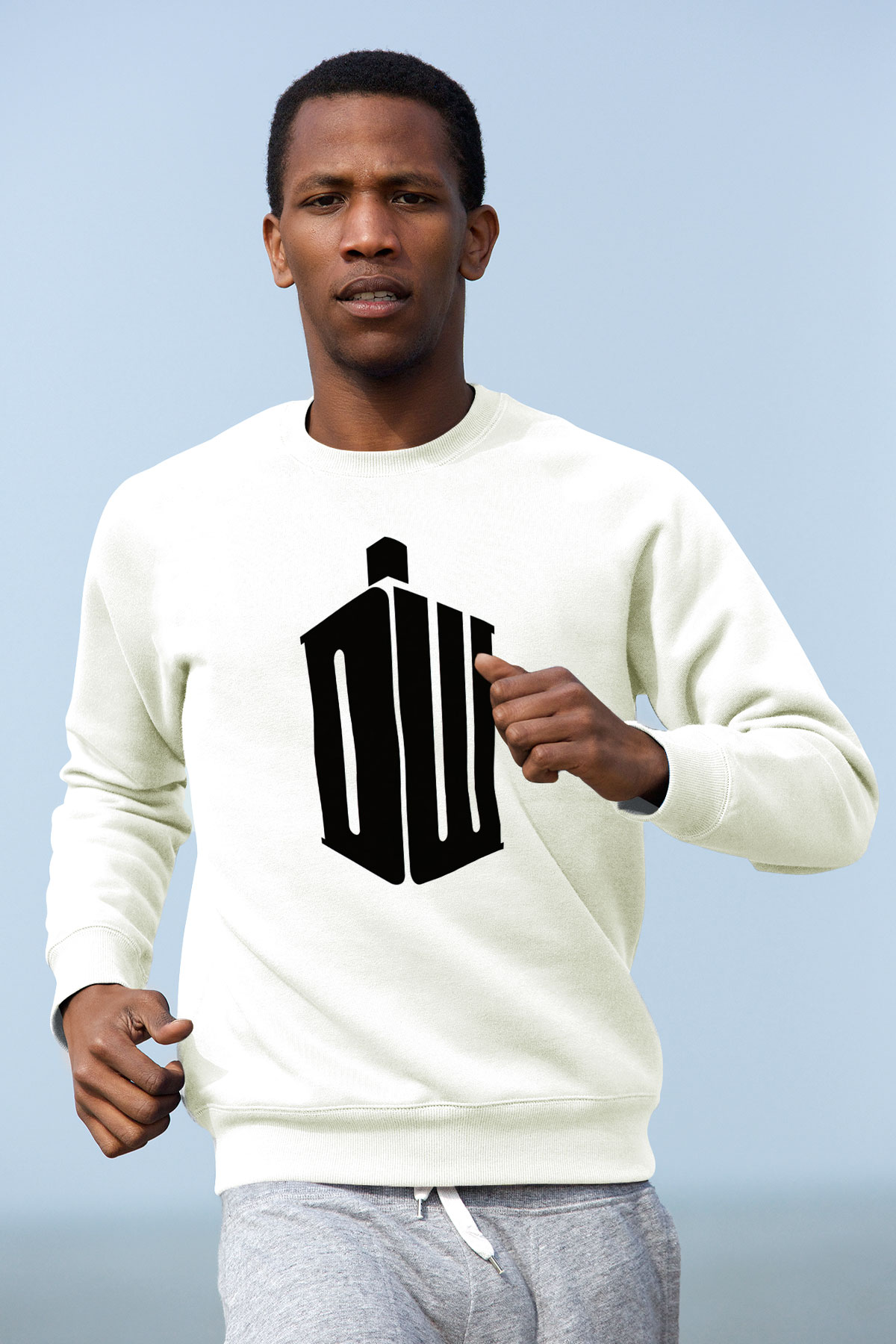 Unisex Doctor Who Baskılı Beyaz Sweatshirt