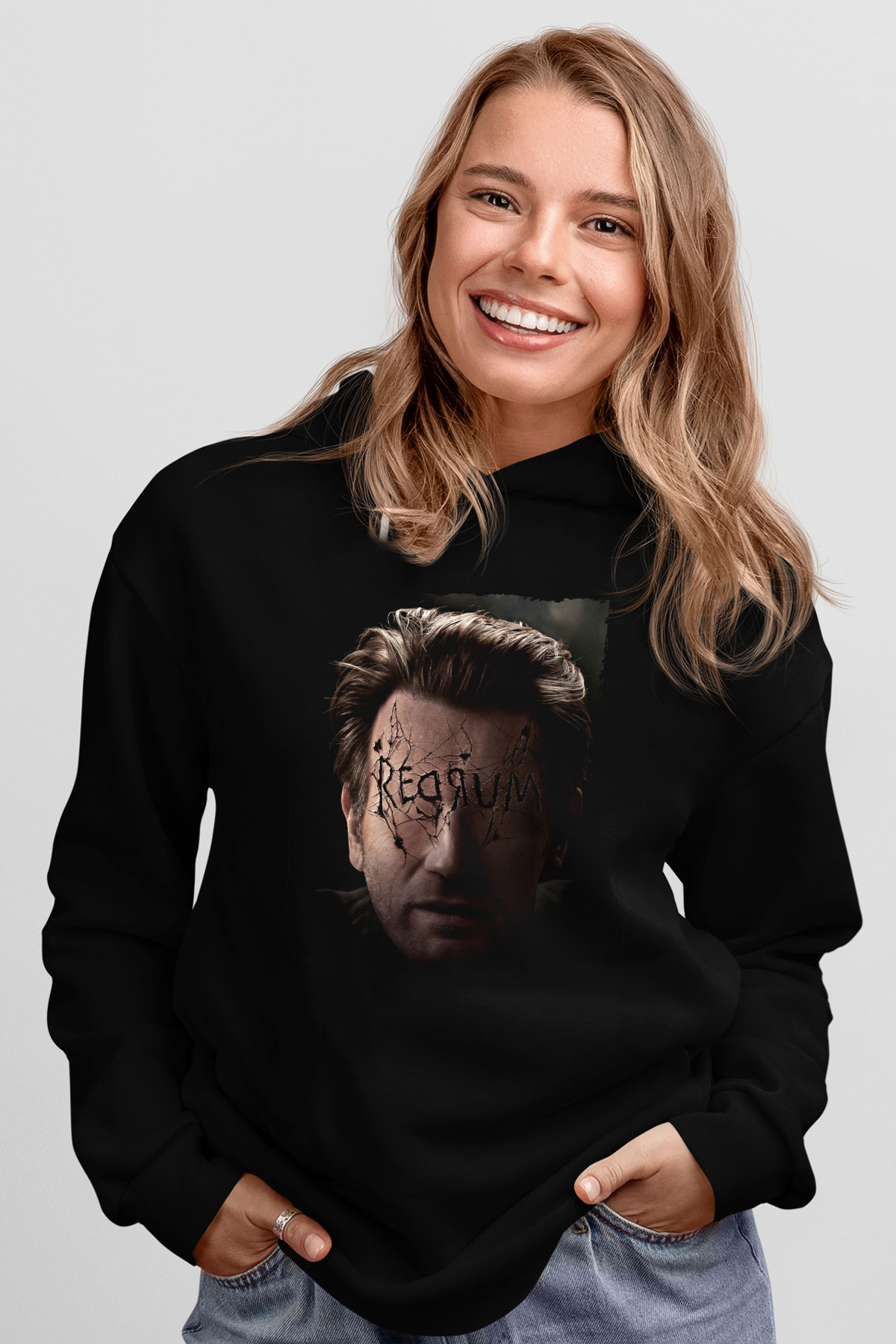 Unisex Doktor Uyku (Doctor Sleep) Baskılı Siyah Kapüşonlu Sweatshirt