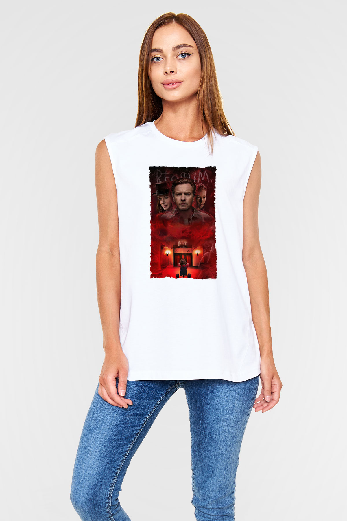 Unisex Doktor Uyku - Doctor Sleep Baskılı Beyaz Kolsuz Tshirt