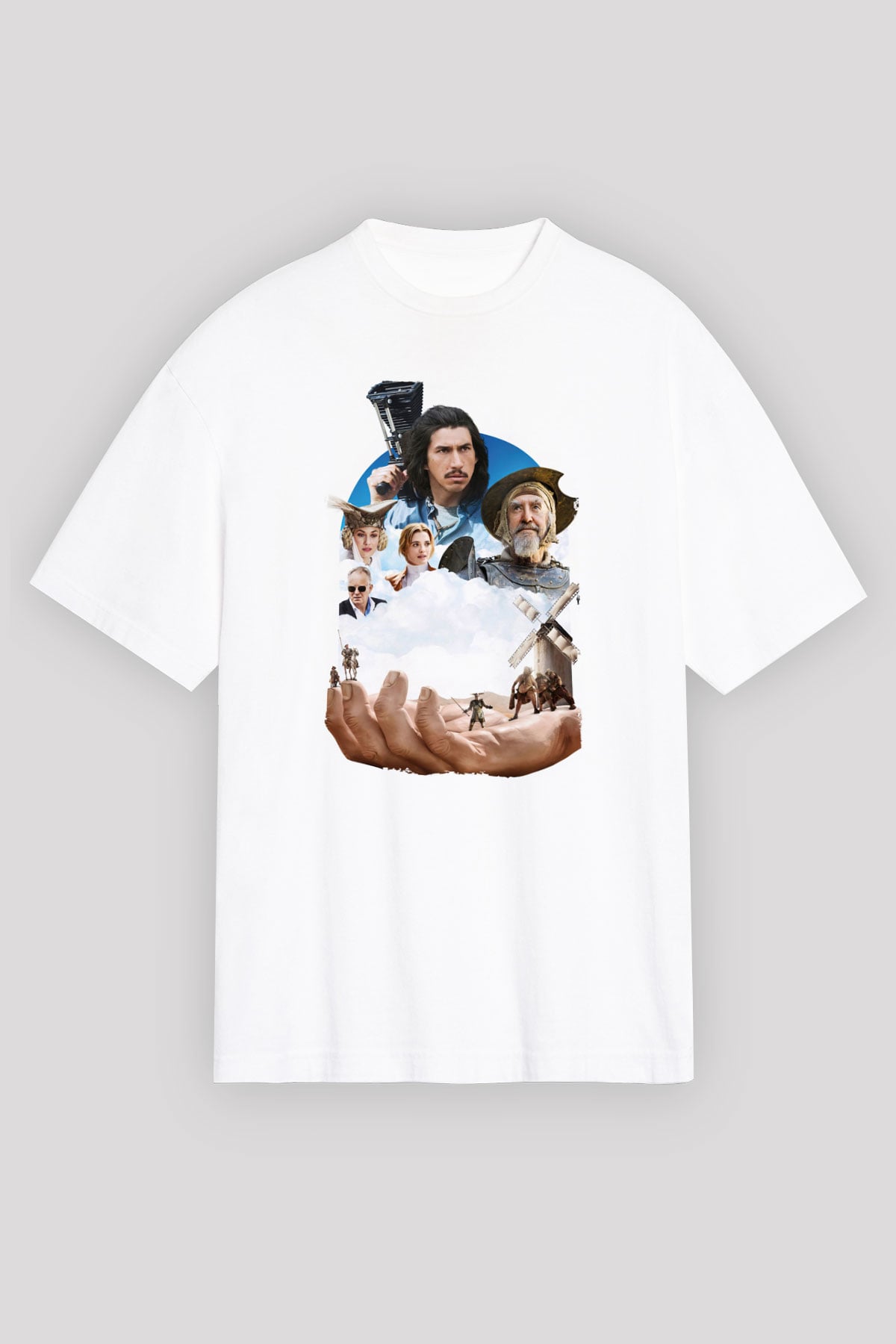 Unisex Don Kişot'u Öldüren Adam (The Man Who Killed Don Quixote) Baskılı Beyaz Oversize Tişört