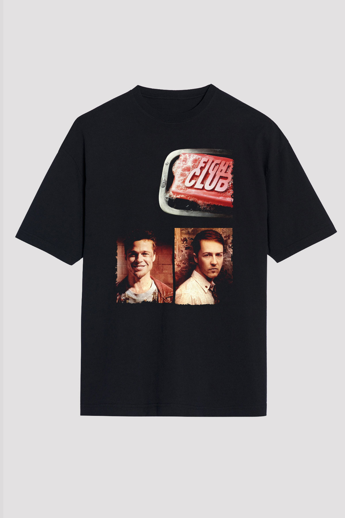 Unisex Dövüş Kulübü (Fight Club) Baskılı Siyah Oversize Tişört