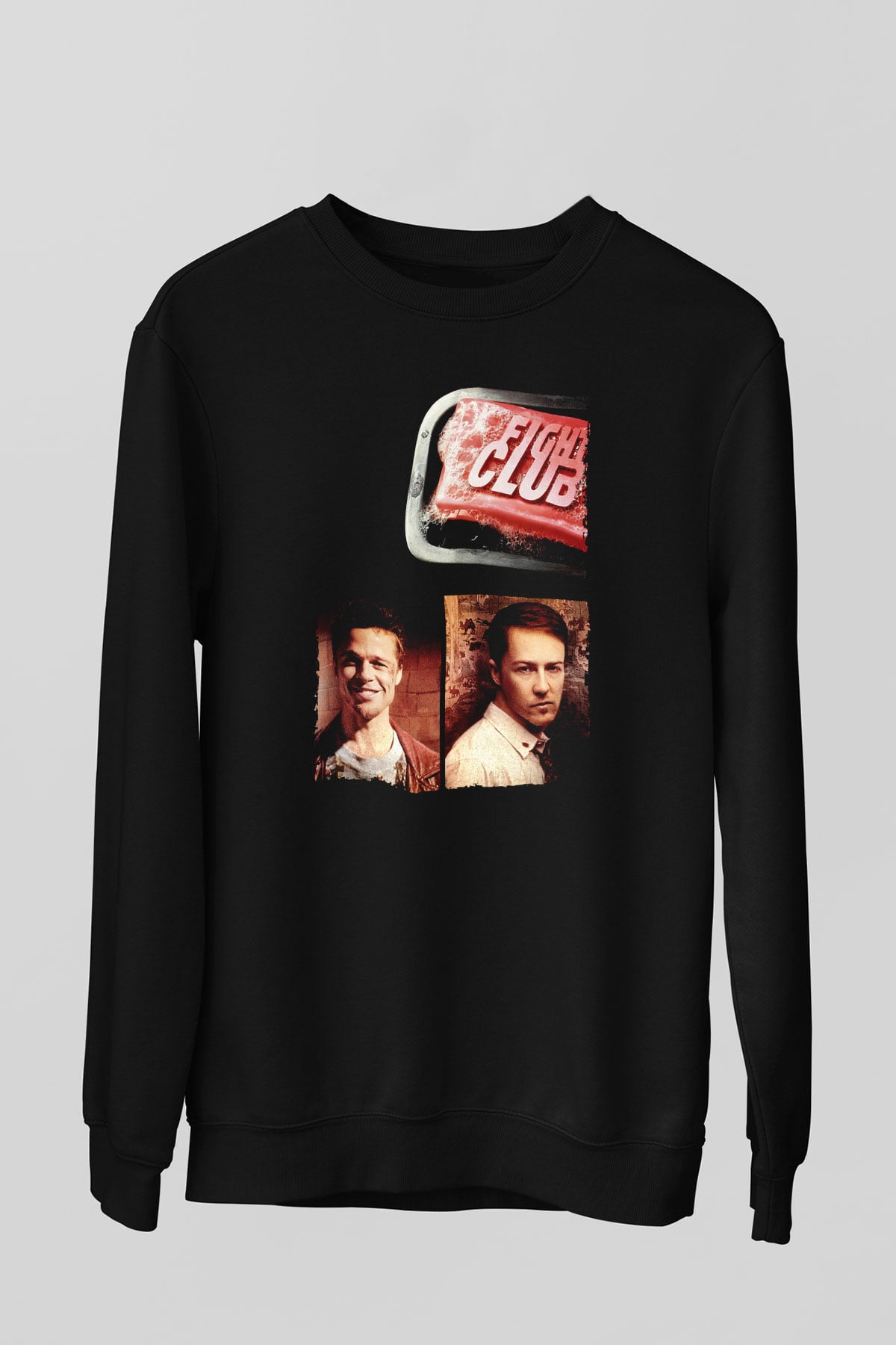 Unisex Dövüş Kulübü (Fight Club) Baskılı Siyah Sweatshirt