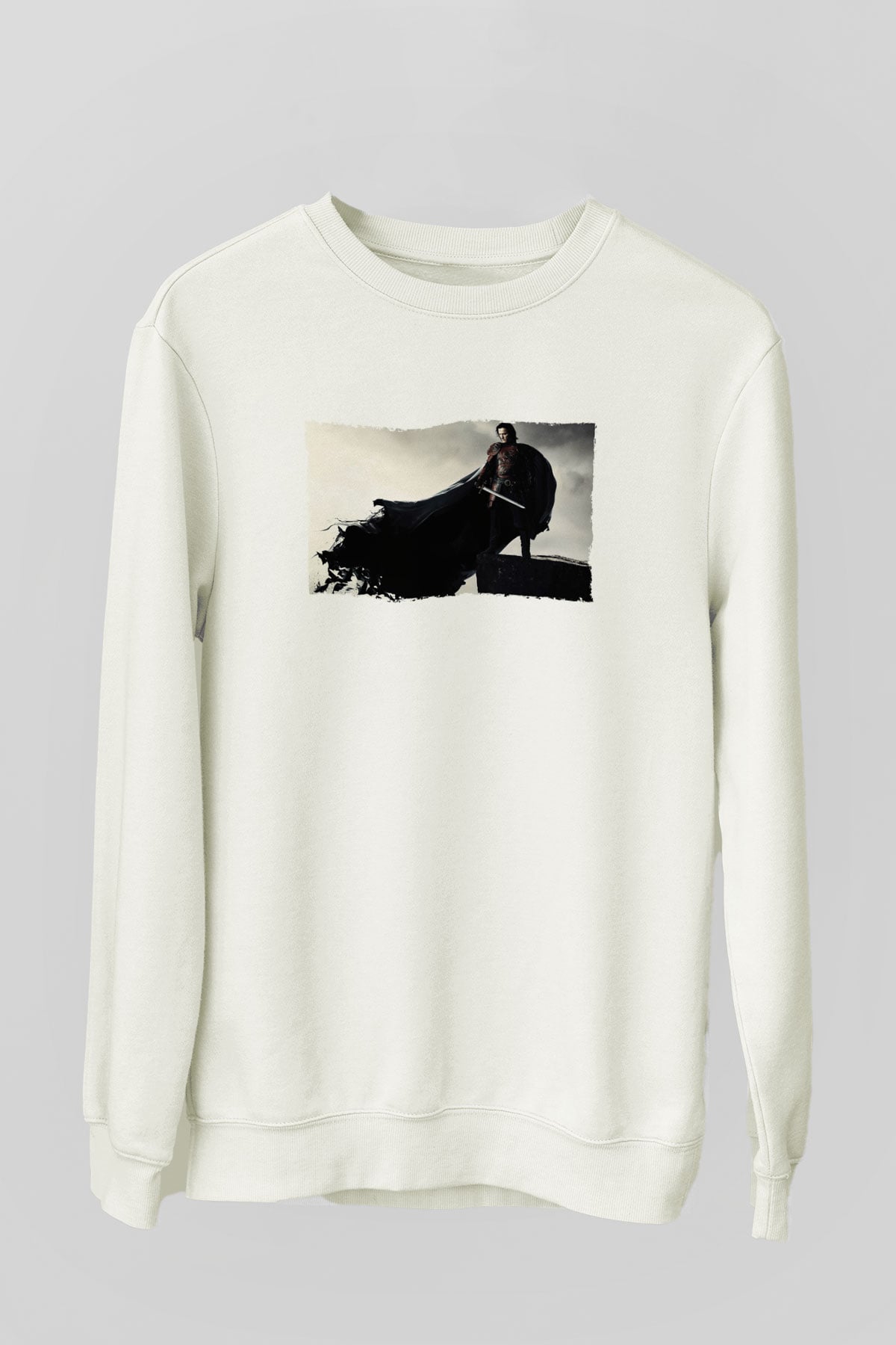 Unisex Dracula Untold Baskılı Beyaz Sweatshirt