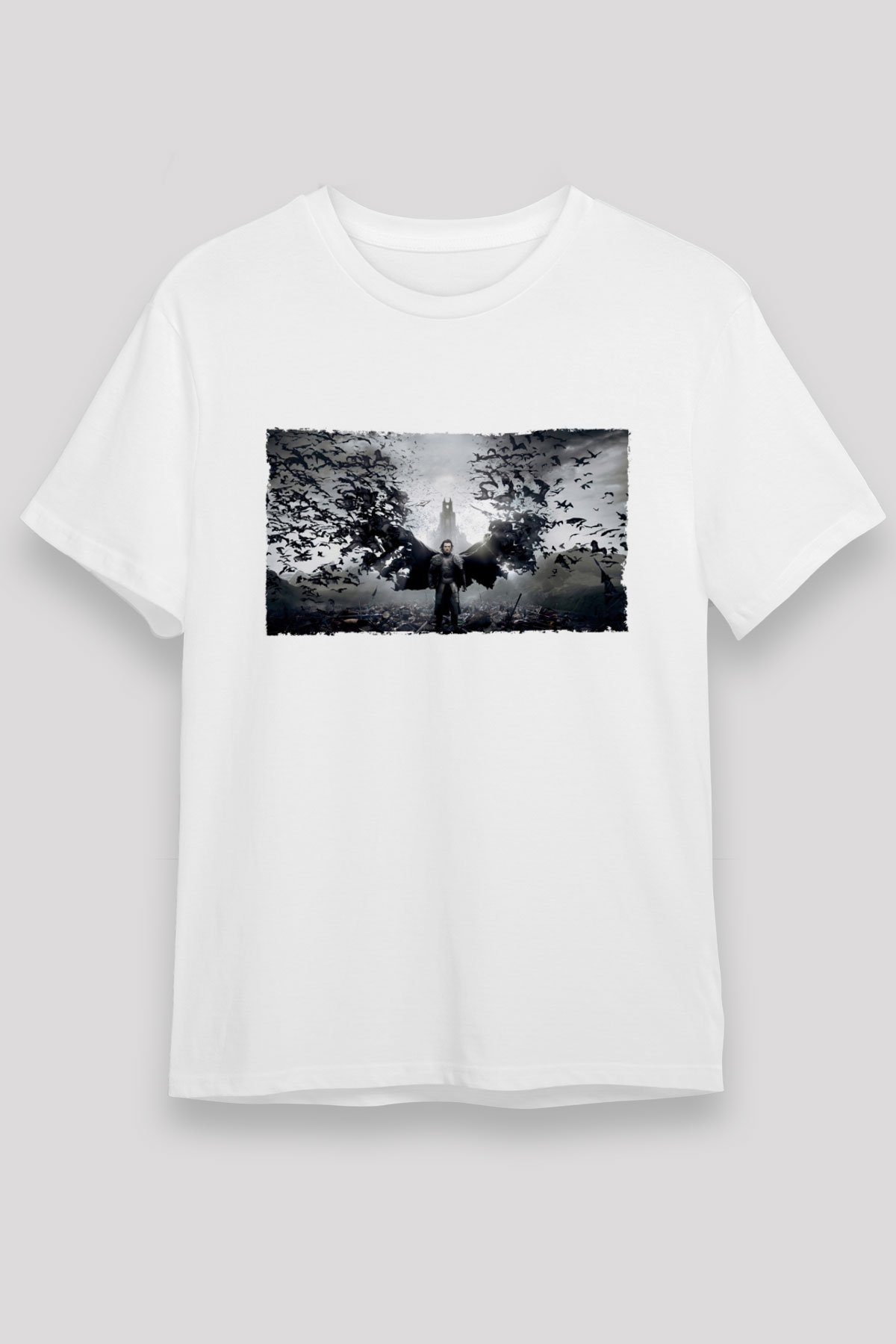 Unisex Dracula Untold Baskılı Beyaz Tshirt