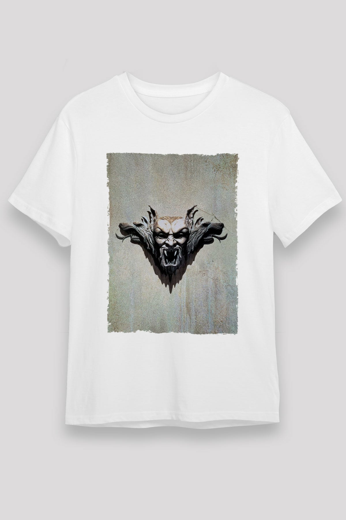 Unisex Drakula Baskılı Beyaz Tshirt