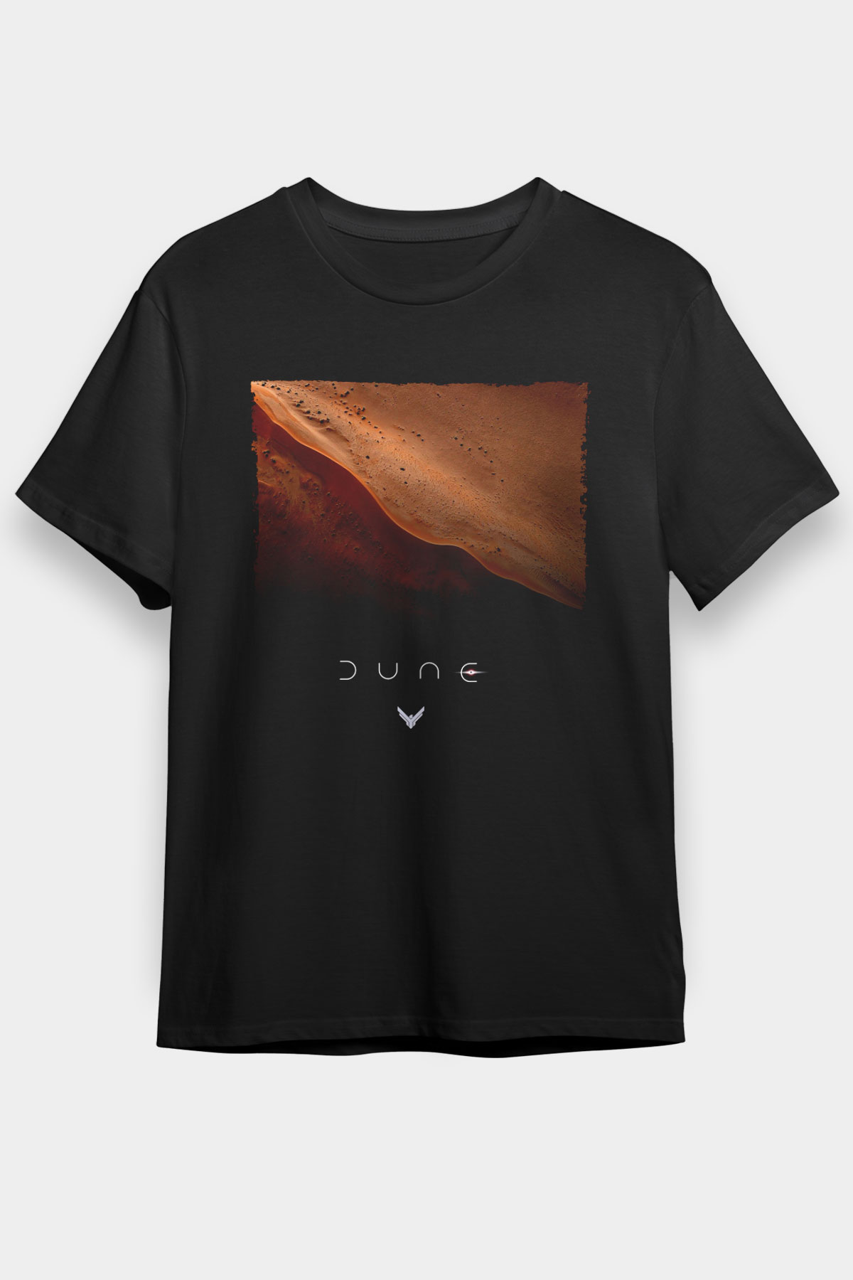 Unisex Dune Çöl Gezegeni (Dune) Baskılı Siyah Tişört