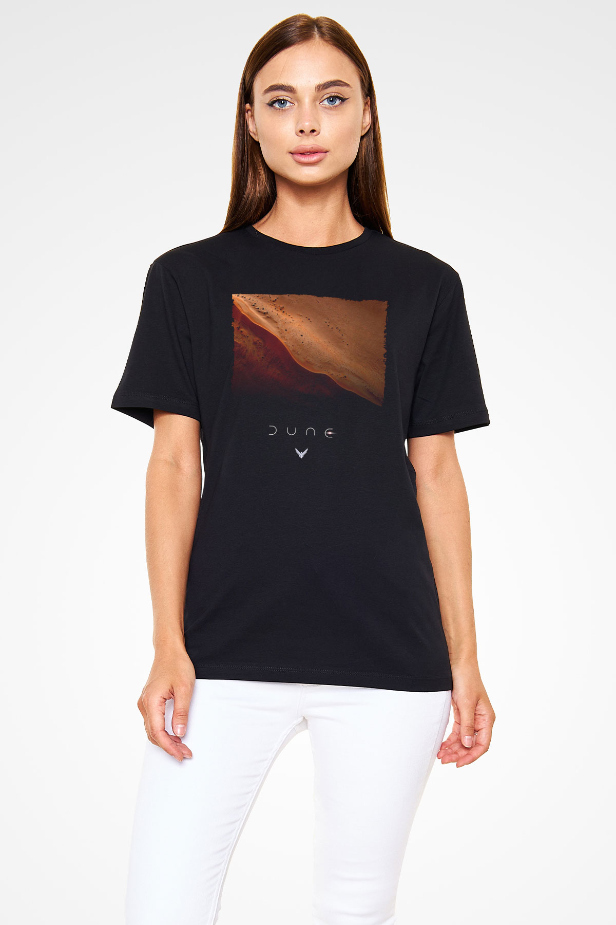 Unisex Dune Çöl Gezegeni (Dune) Baskılı Siyah Tişört
