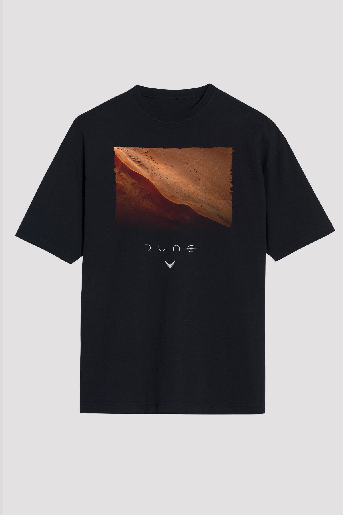 Unisex Dune Çöl Gezegeni (Dune) Baskılı Siyah Oversize Tişört