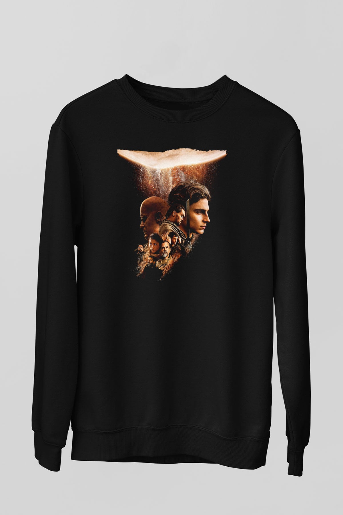 Unisex Dune Part Two Baskılı Siyah Sweatshirt