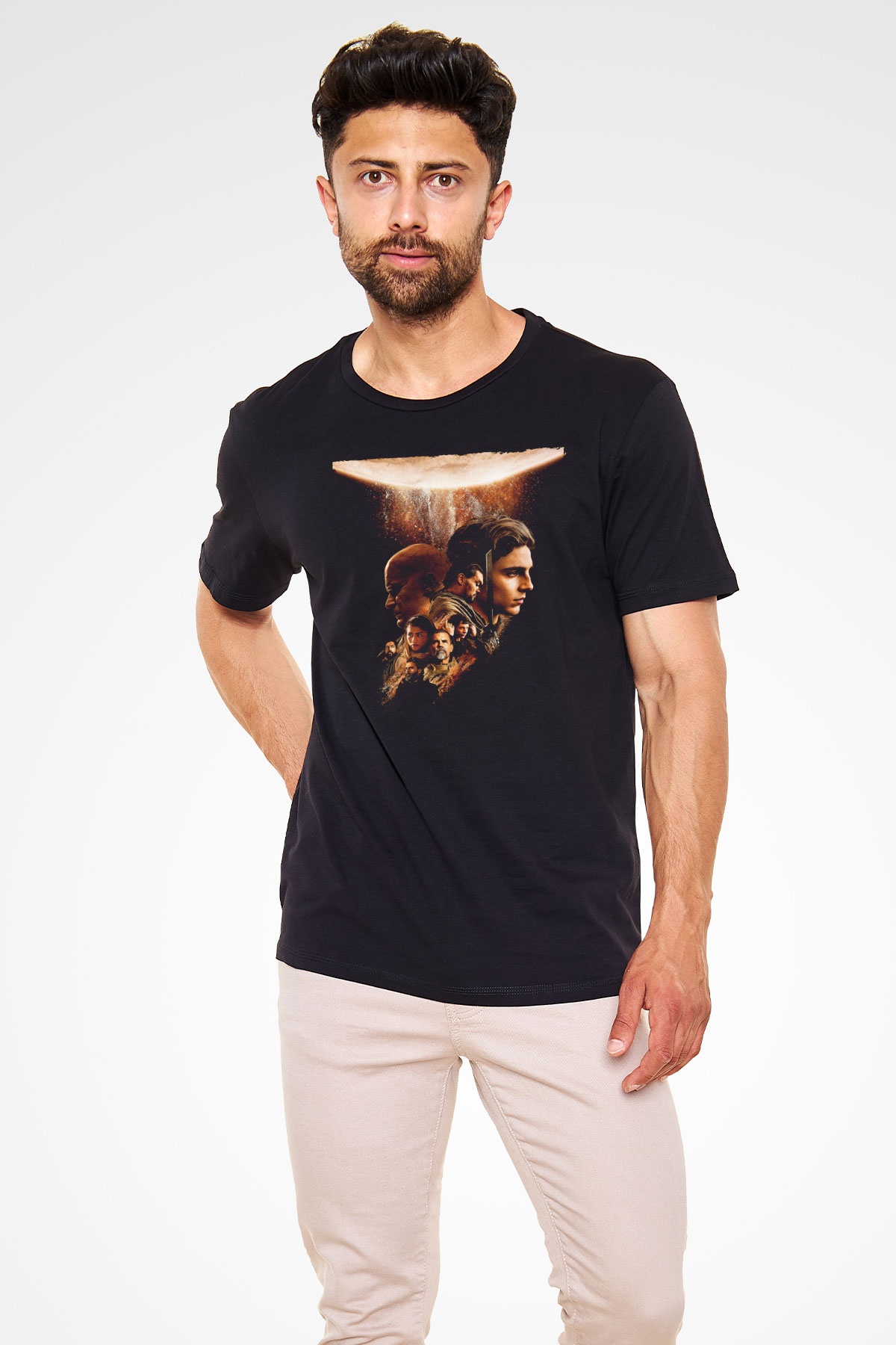 Unisex Dune Part Two Baskılı Siyah T-Shirt