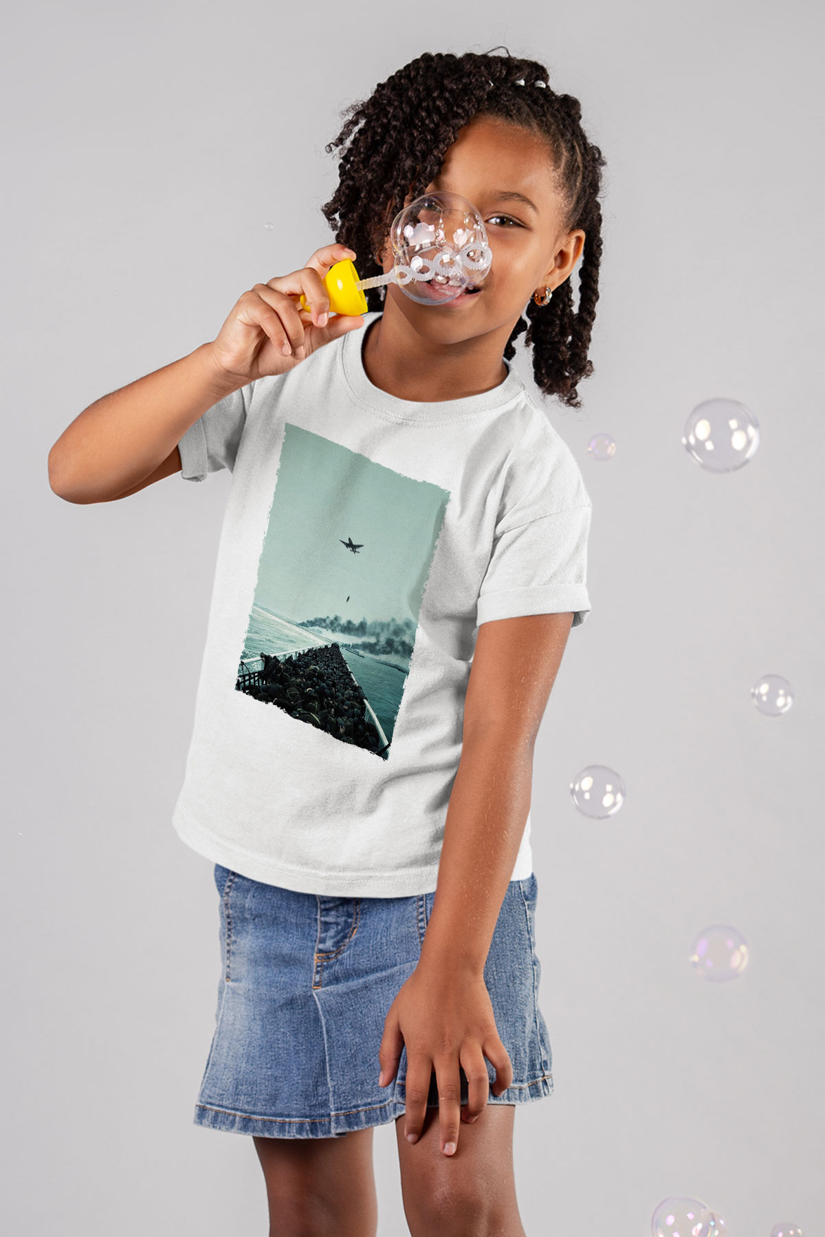 Unisex Dunkirk Baskılı Beyaz Çocuk Tshirt