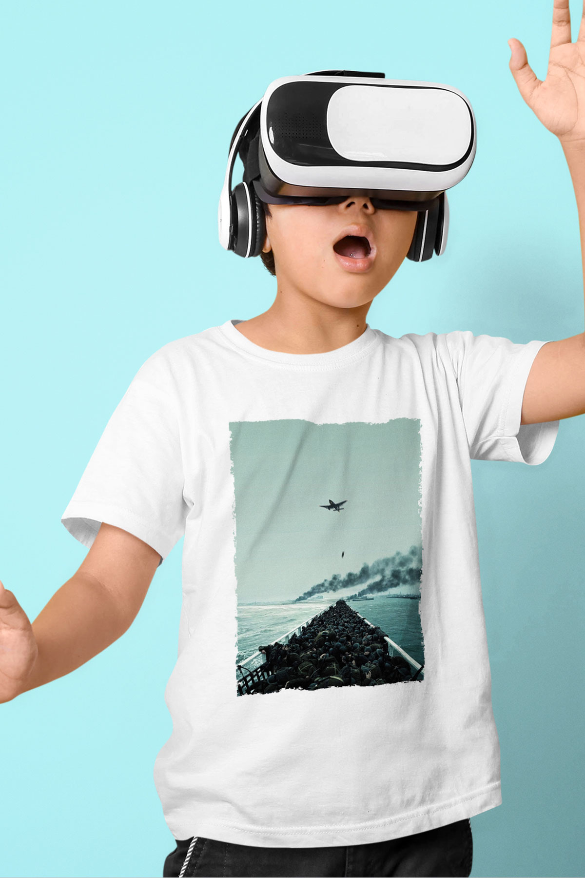 Unisex Dunkirk Baskılı Beyaz Çocuk Tshirt