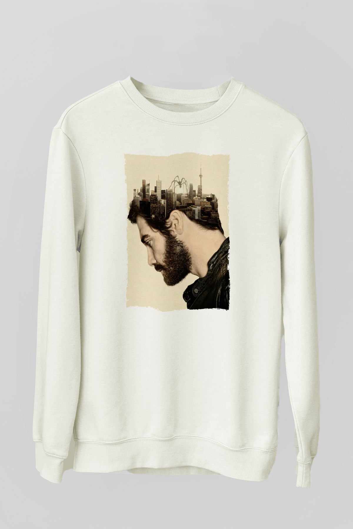 Unisex Düşman (Enemy) Baskılı Beyaz Sweatshirt