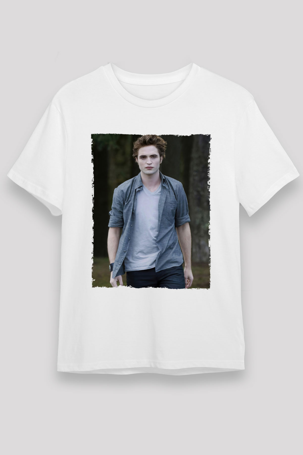 Unisex Edward Cullen Baskılı Beyaz Tshirt