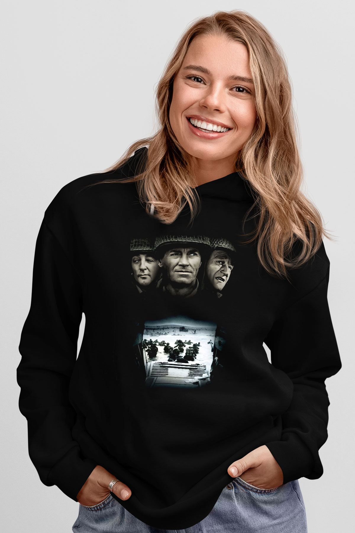 Unisex En Uzun Gün (The Longest Day) Baskılı Siyah Kapüşonlu Sweatshirt