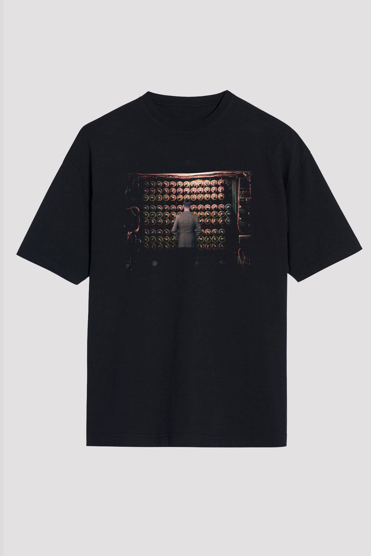 Unisex Enigma (The Imitation Game) Baskılı Siyah Oversize T-shirt