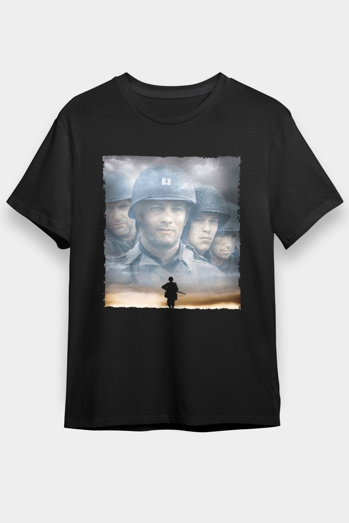 Unisex Er Ryan'ı Kurtarmak (Saving Private Ryan) Baskılı Siyah Tişört