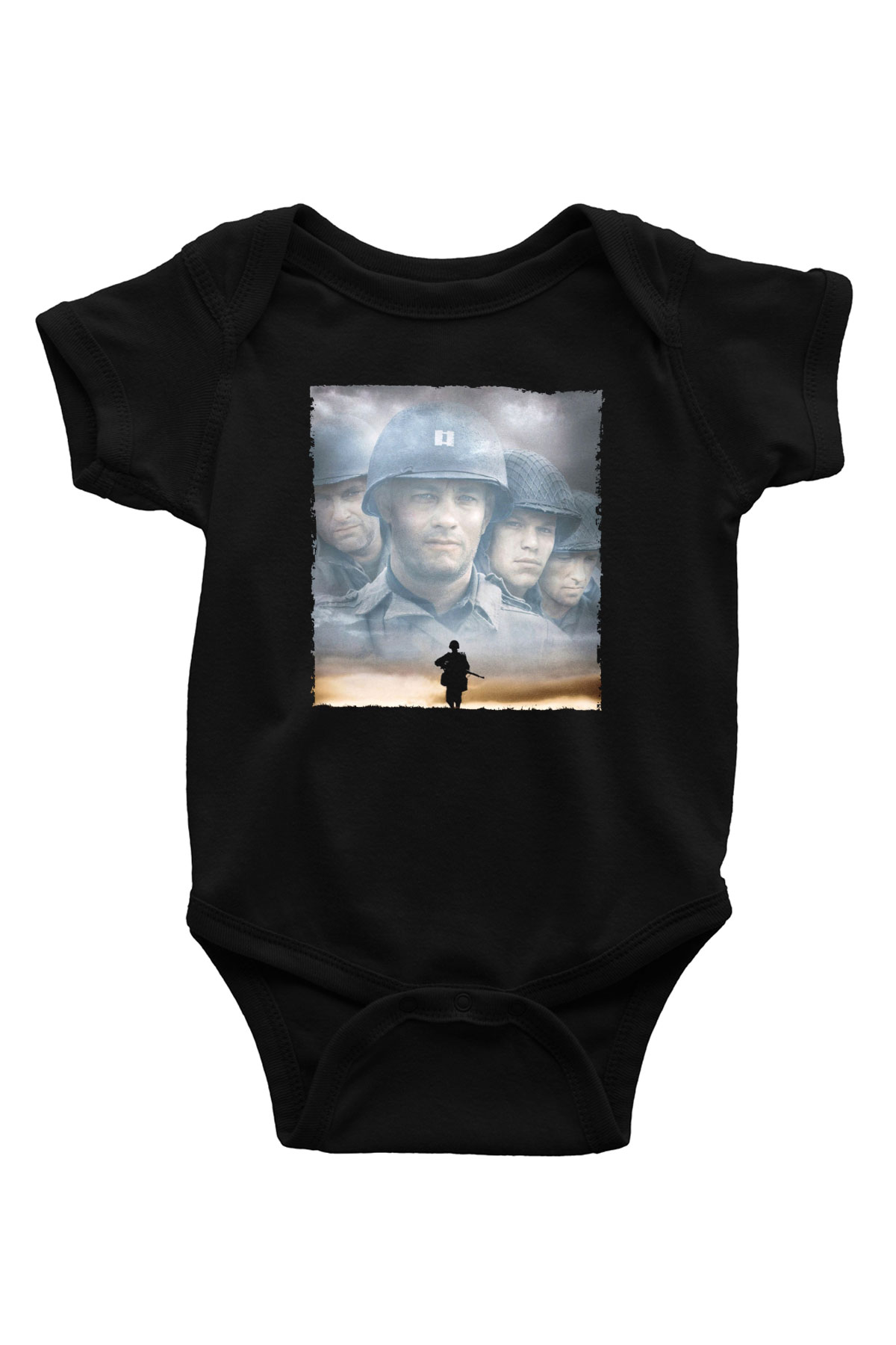 Unisex Er Ryan'ı Kurtarmak (Saving Private Ryan) Baskılı Siyah Bebek Body - Zıbın